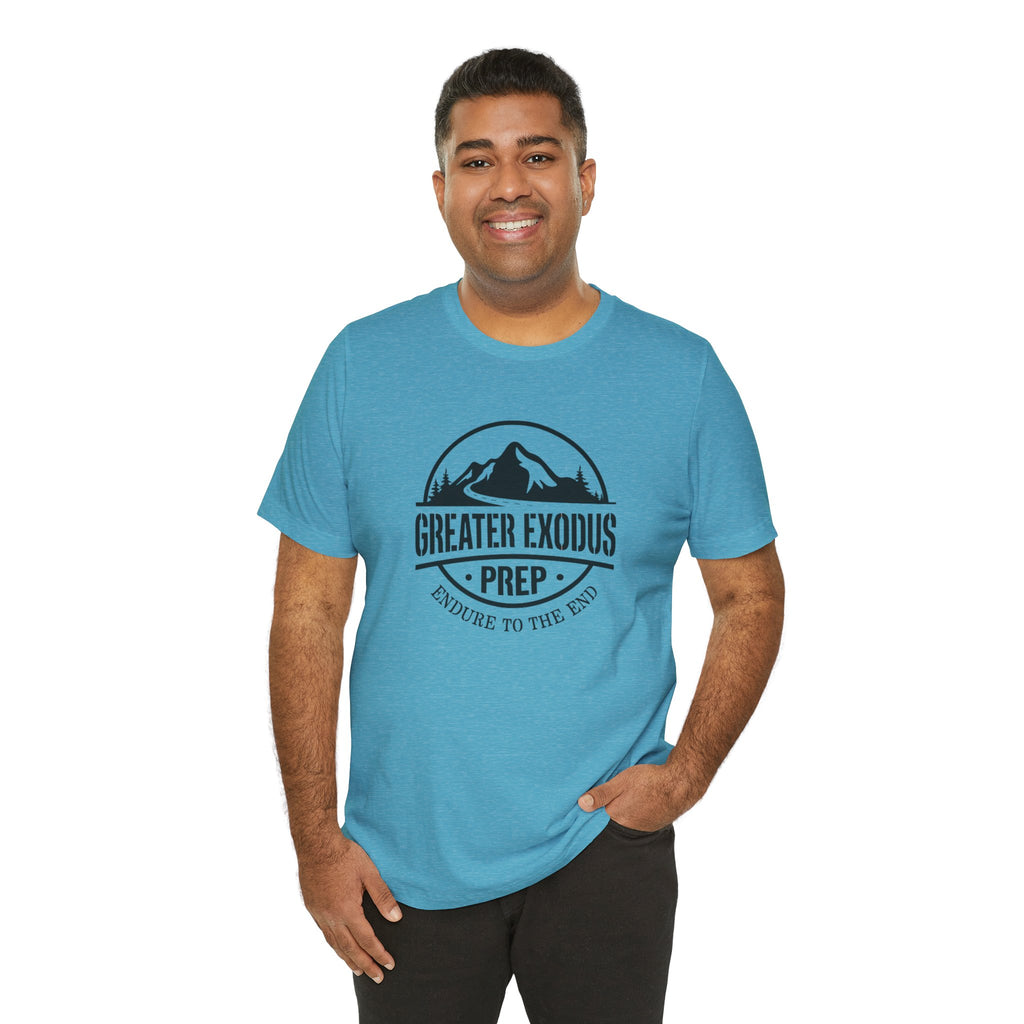 Greater Exodus Prep T-Shirt — Mountain Logo “Endure to the End” Adventure Tee