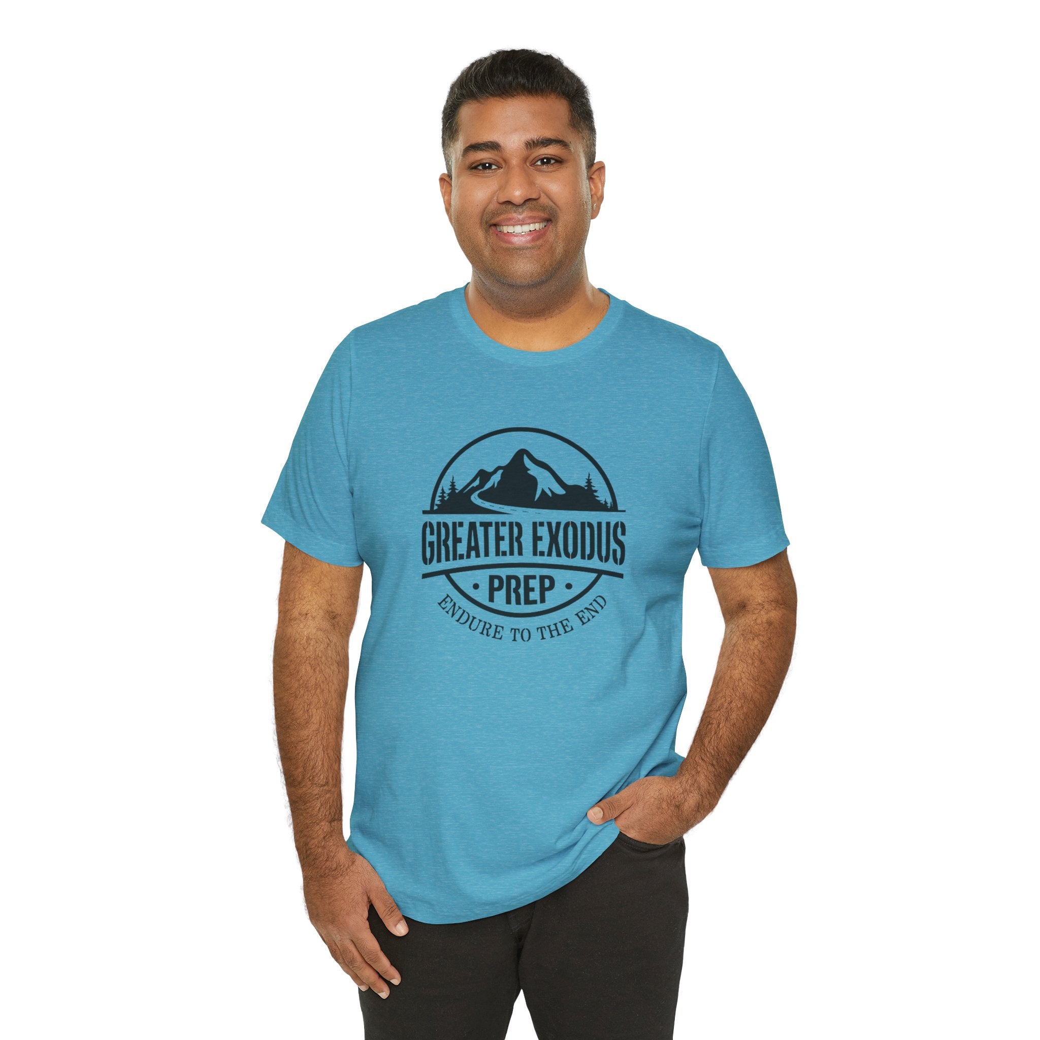 Greater Exodus Prep T-Shirt — Mountain Logo “Endure to the End” Adventure Tee