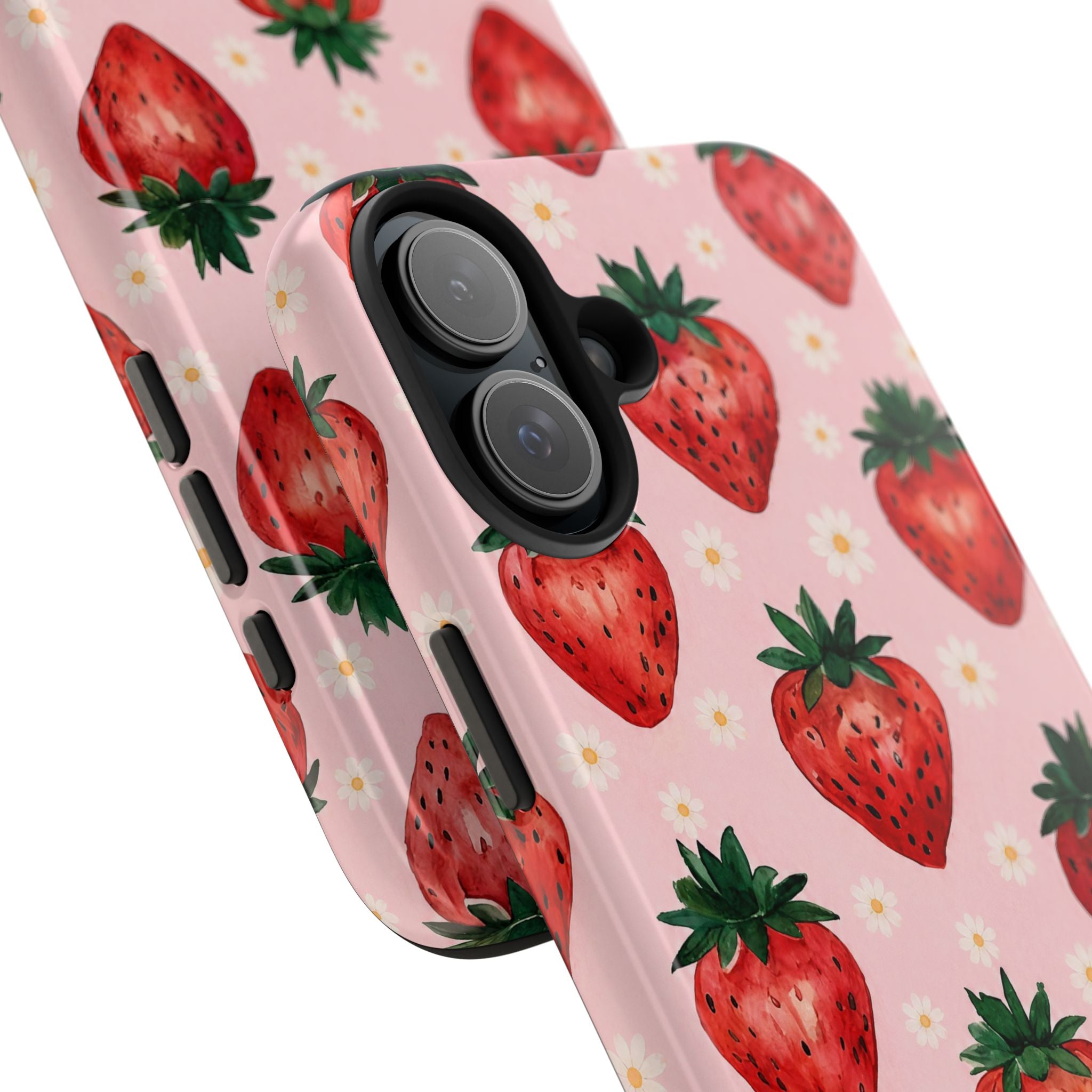 Strawberry Pattern Tough Phone Case — Cute Pink Fruit iPhone/Android Protection