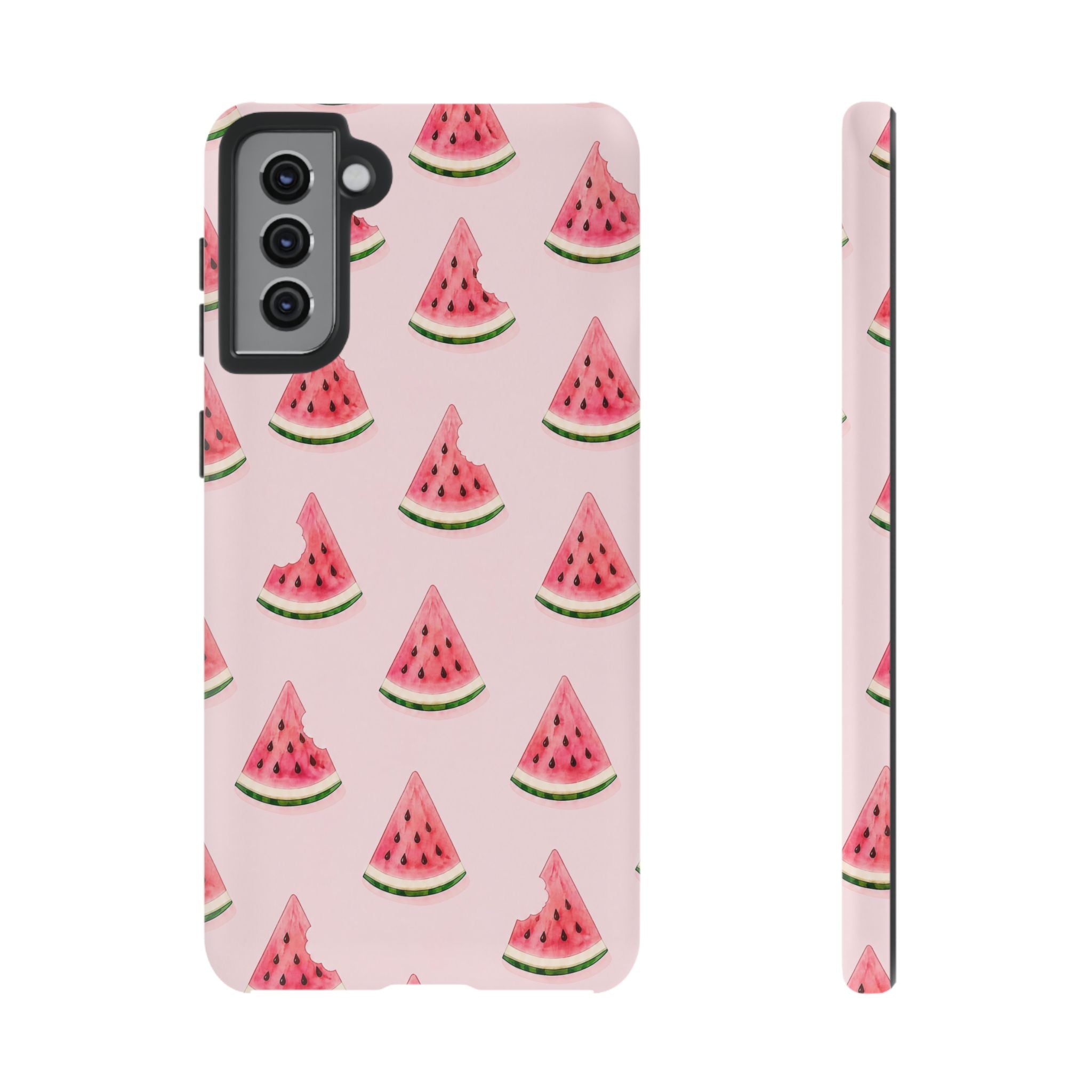 Watermelon Pattern Tough Phone Case — Pink Fruit Slice Protective Case