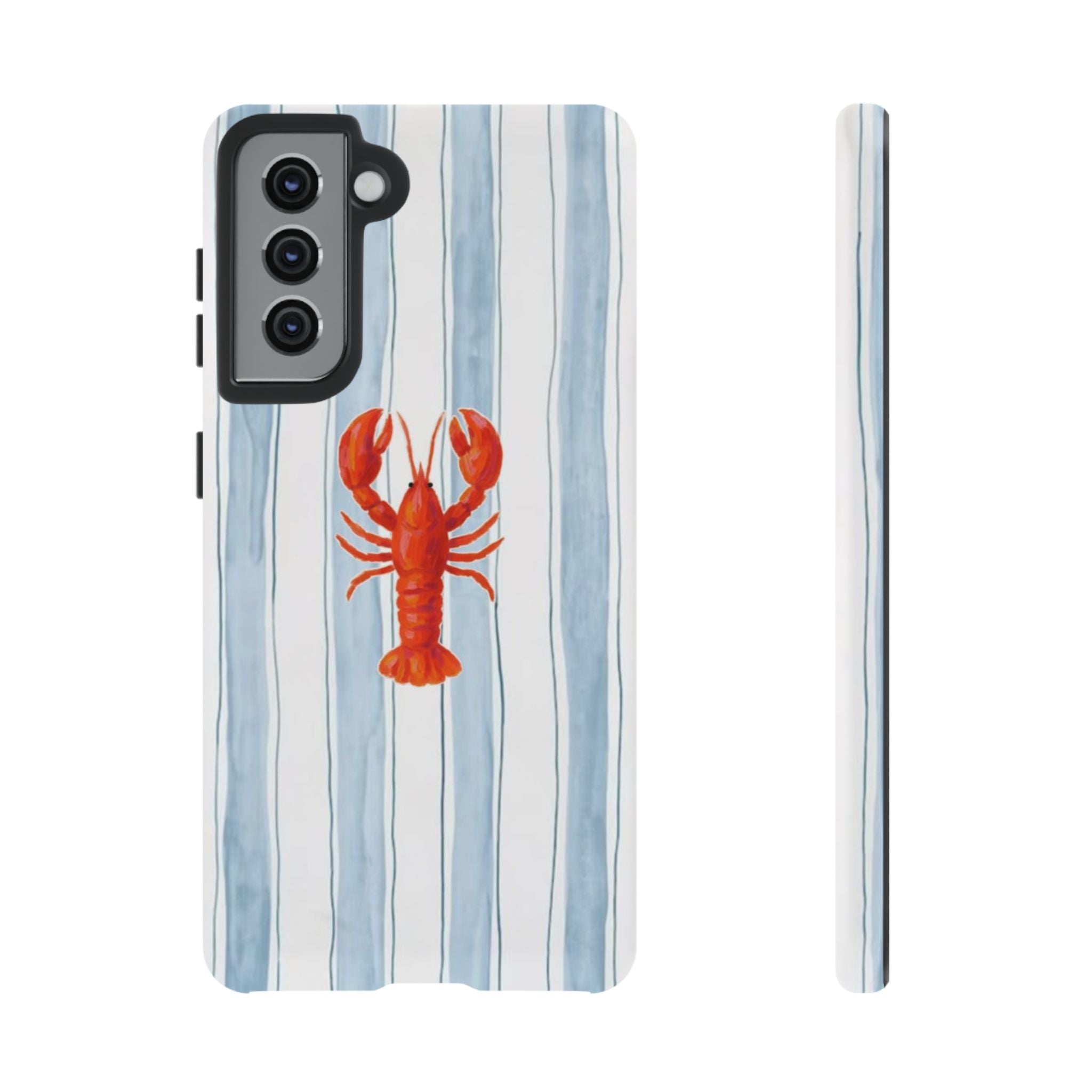 Lobster Stripe Phone Case — Nautical Blue & White Protective Cover