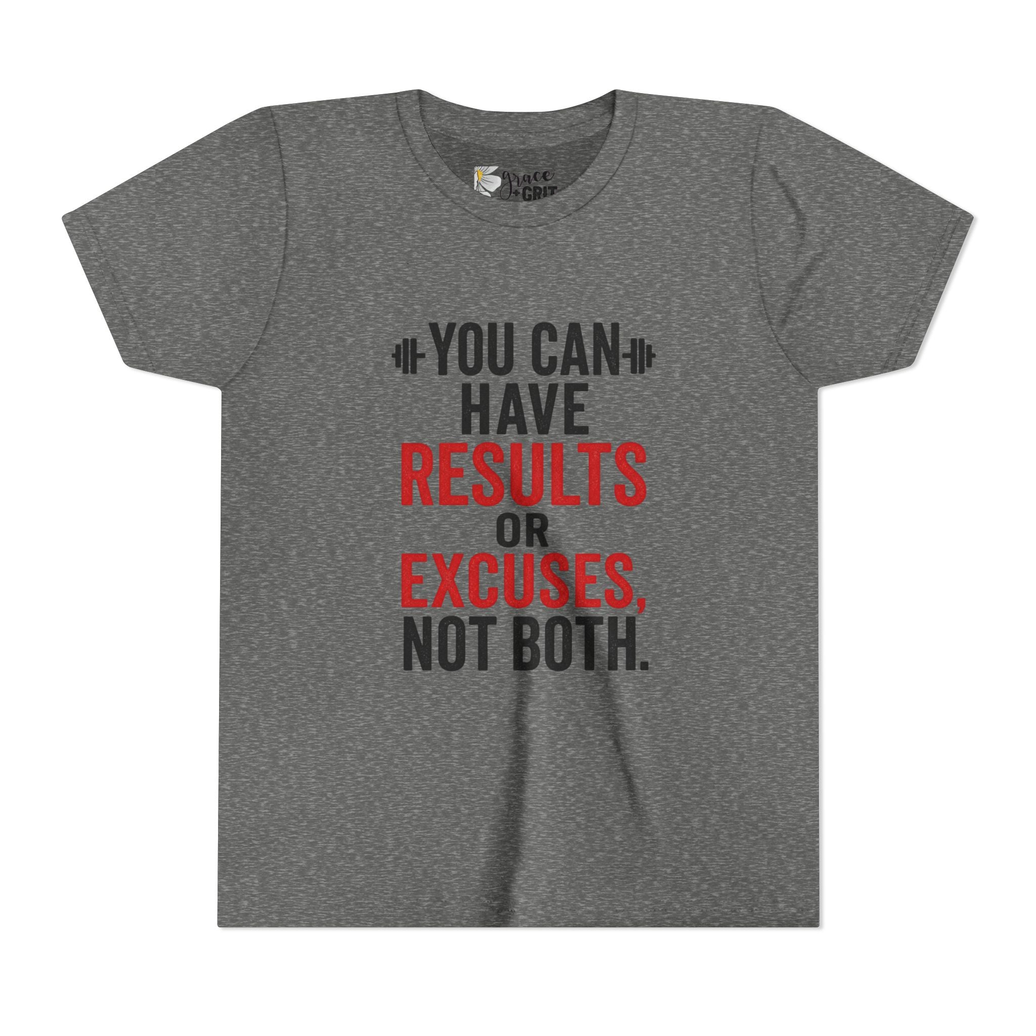 You Can Have Results or Excuses Not Both Youth Tee | Motivational Fitness Shirt
