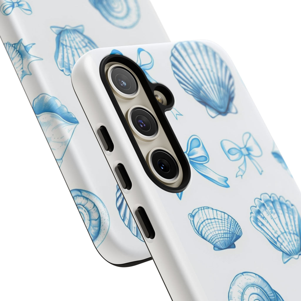 Seaside Shells Phone Case — Blue Nautical Shell & Starfish Pattern