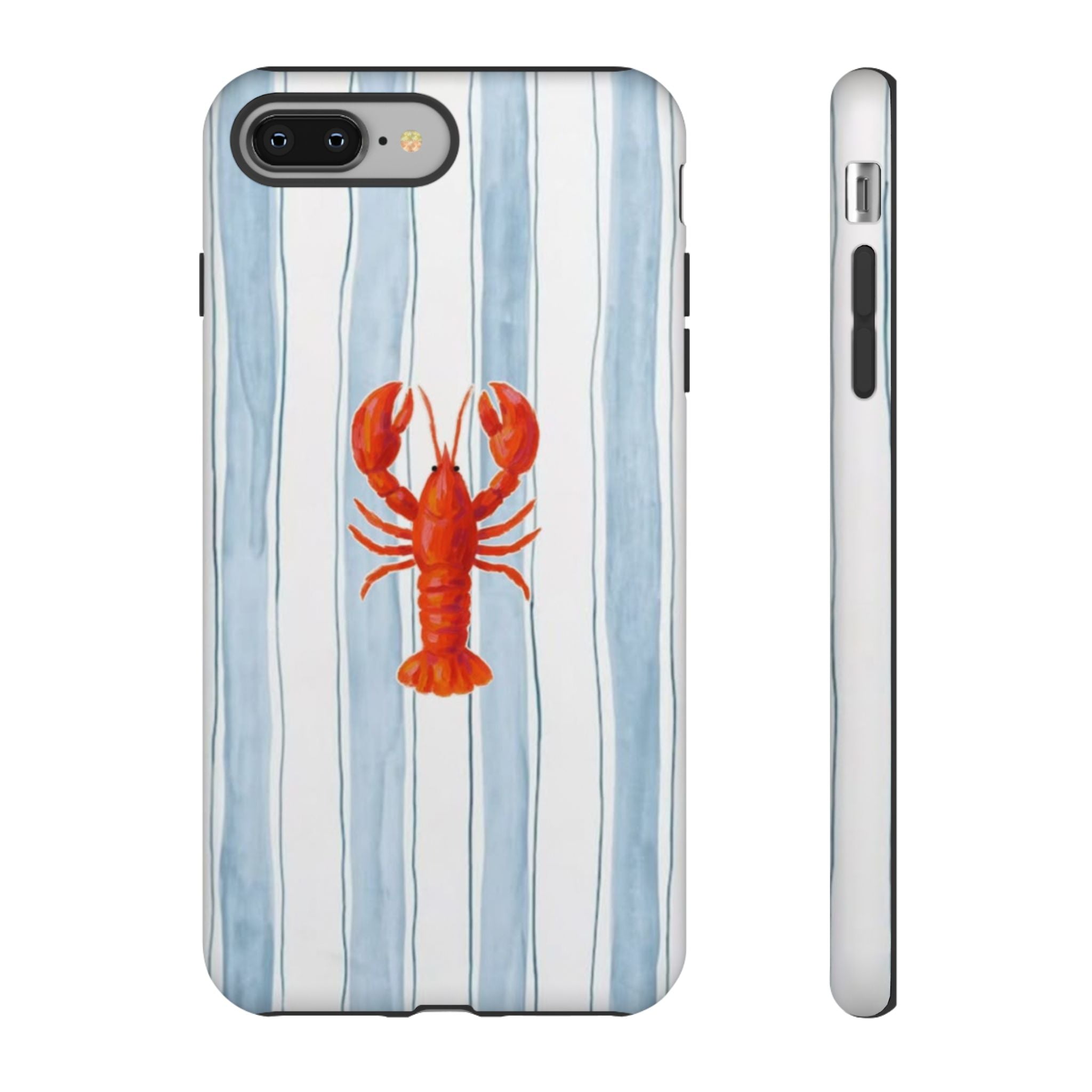 Lobster Stripe Phone Case — Nautical Blue & White Protective Cover