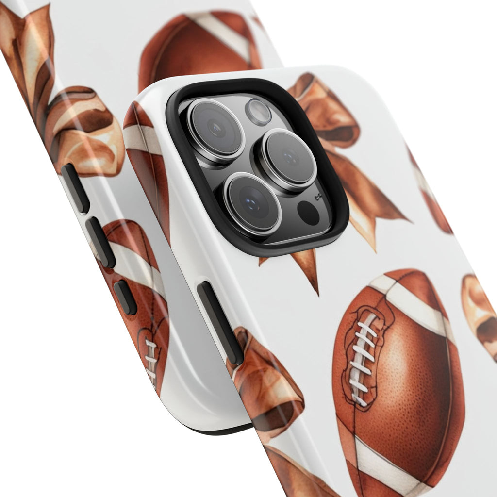 Tough Phone Case – Football & Bow Pattern