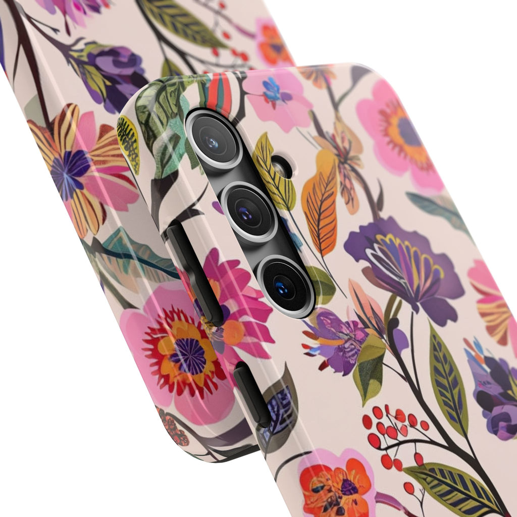 Floral Tough Phone Case – Colorful Botanical Flower Design