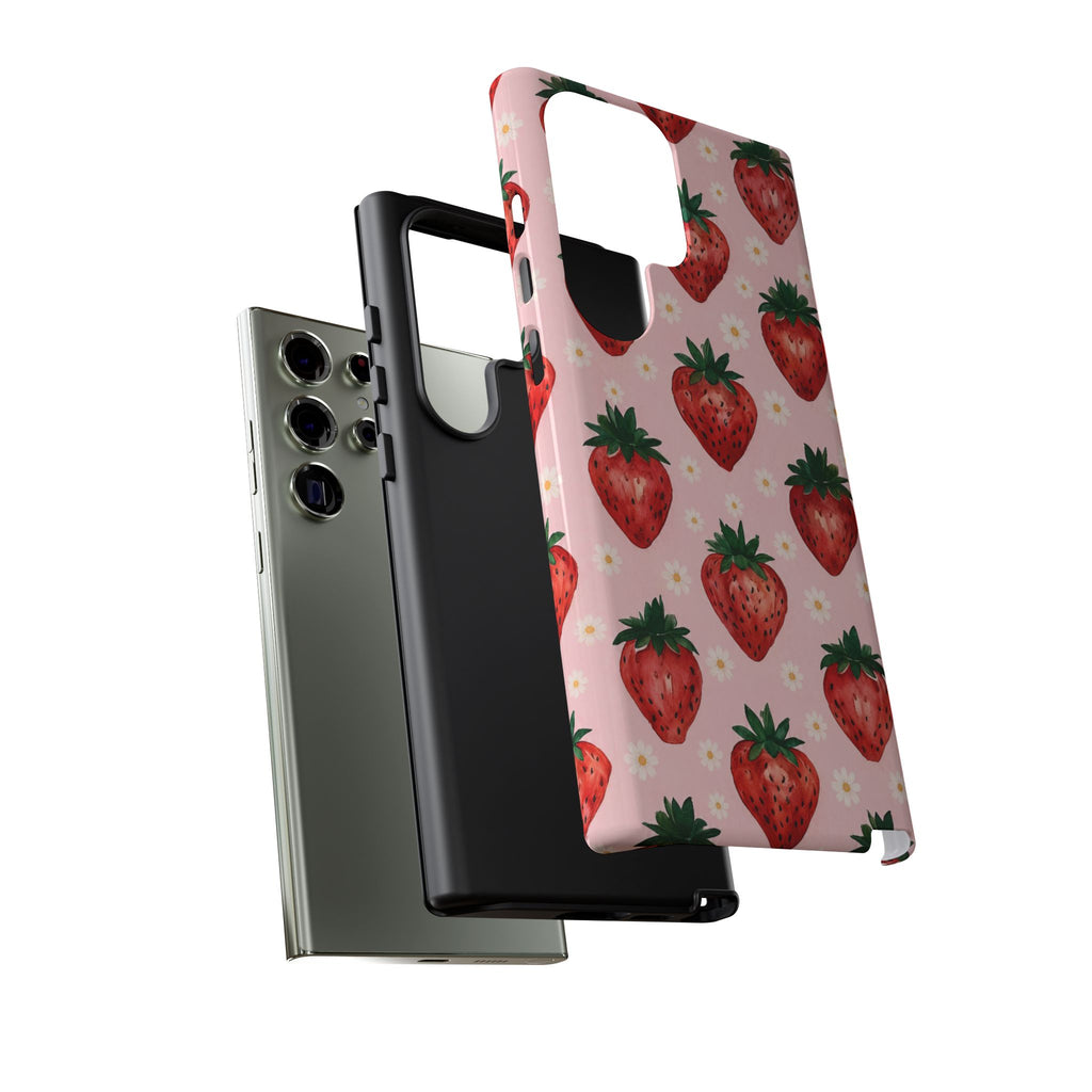 Strawberry Pattern Tough Case — Cute Pink Fruit Phone Case