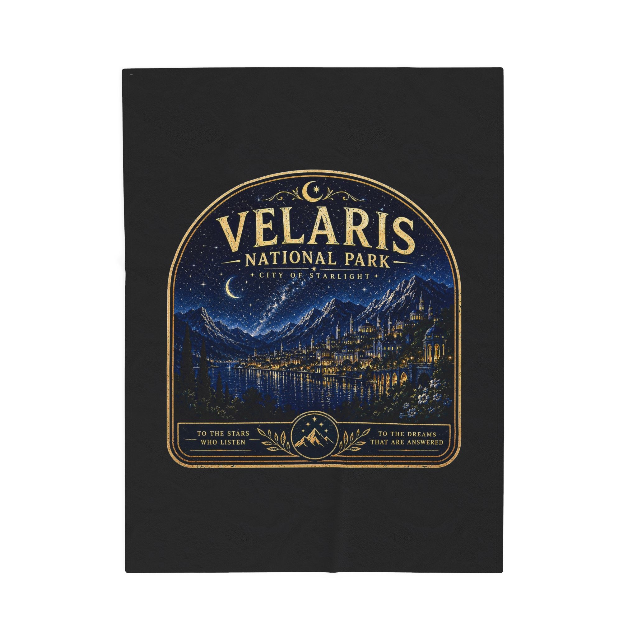 Velaris National Park Velveteen Plush Blanket — Starry Night Mountain Lake Throw
