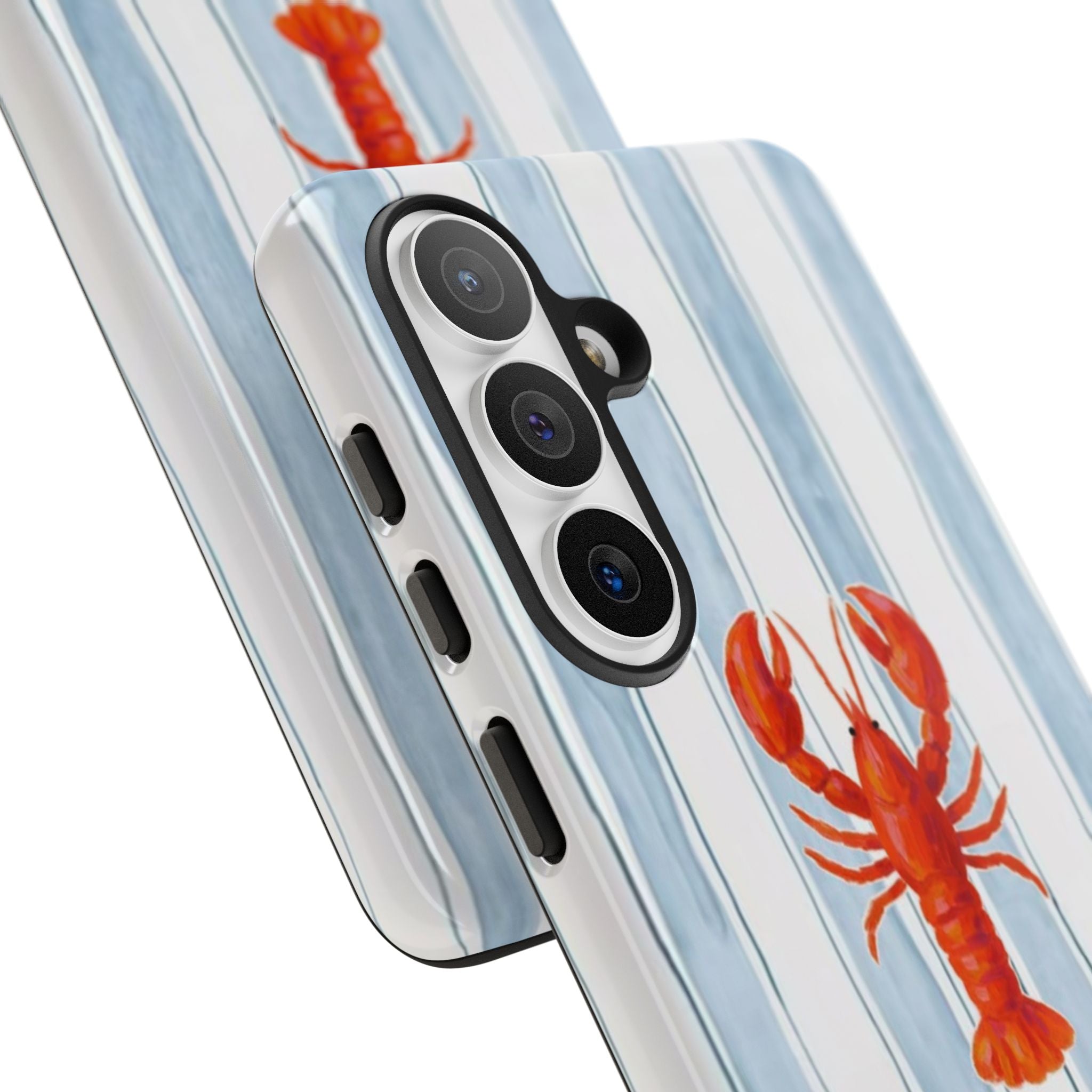 Lobster Stripe Phone Case — Nautical Blue & White Protective Cover