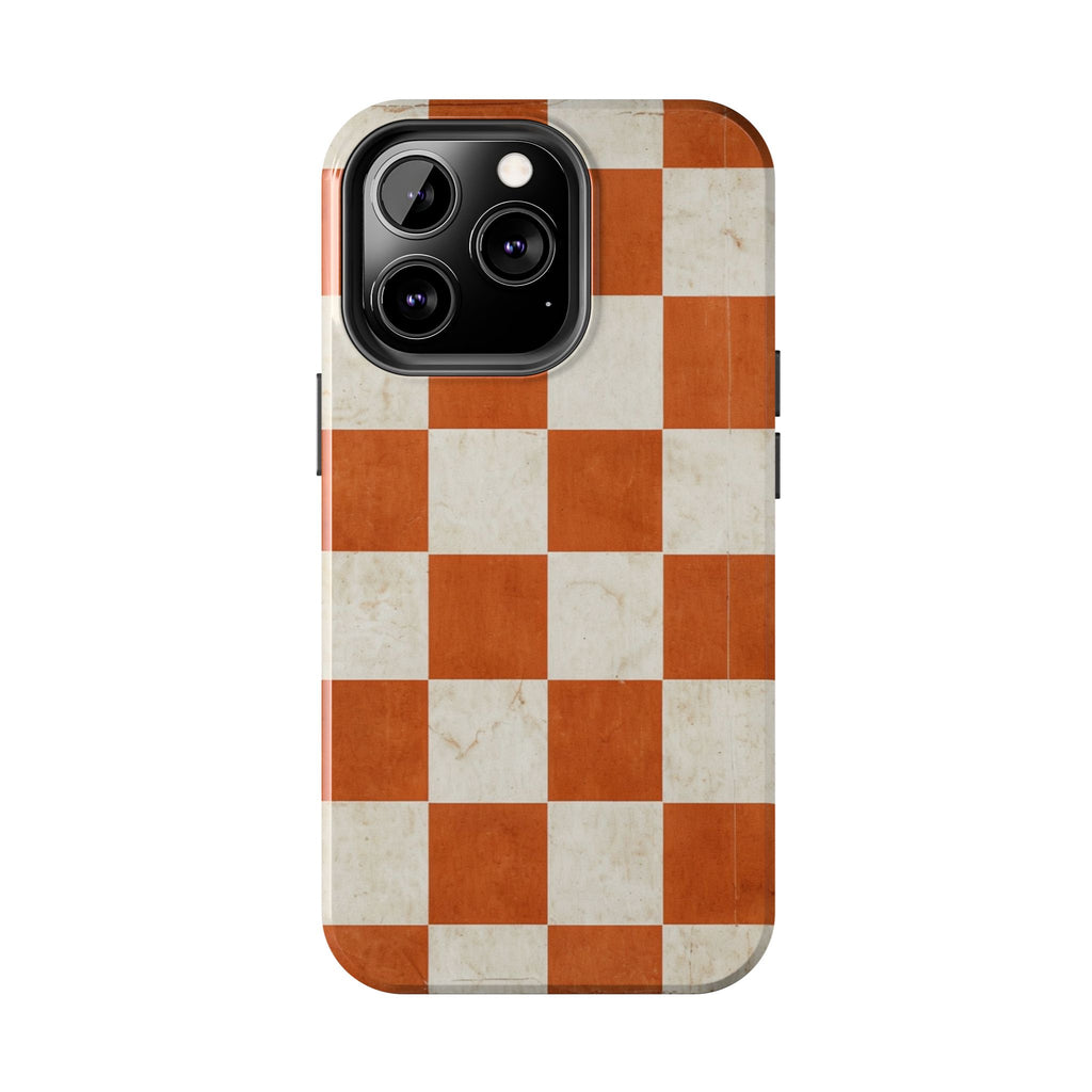 Orange and Cream Checkerboard Tough Phone Case
