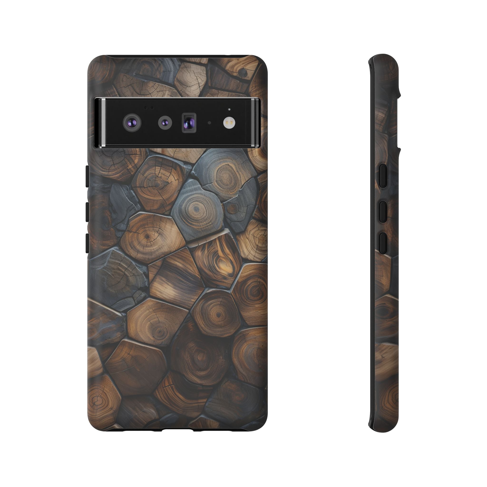 Wood Grain Hex Phone Case — Rustic Geometric iPhone Protection