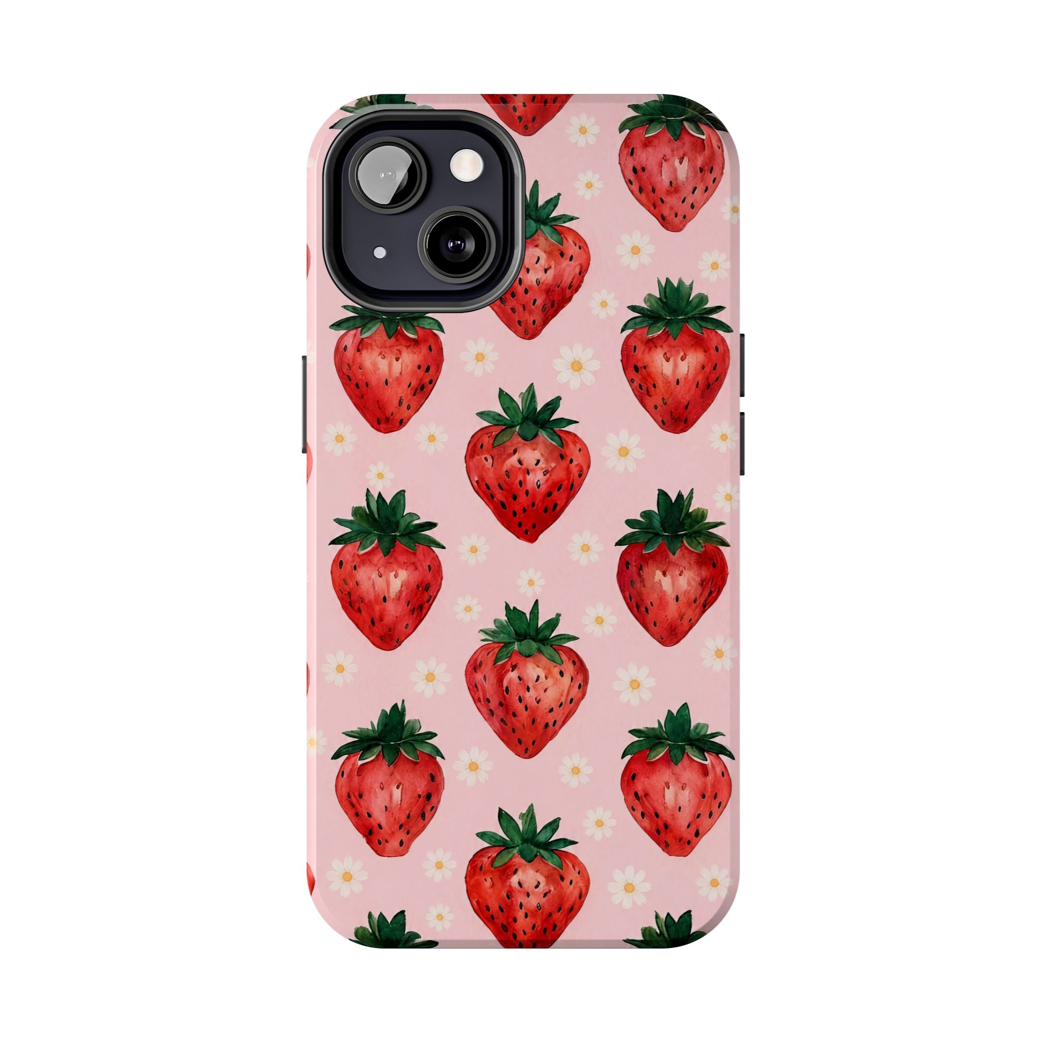 Strawberry Pattern Tough Phone Case — Cute Pink Fruit iPhone/Android Protection