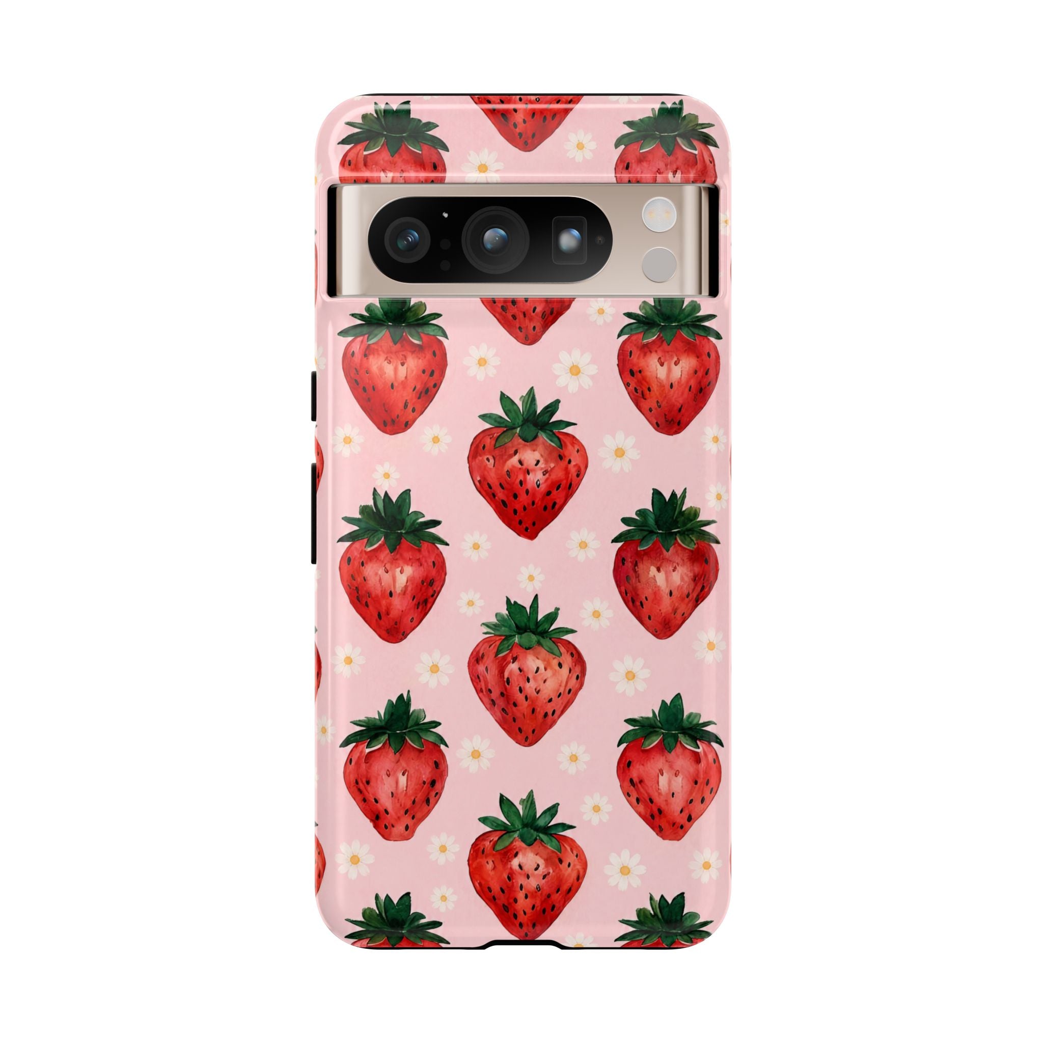 Strawberry Pattern Tough Case — Cute Pink Fruit Phone Case