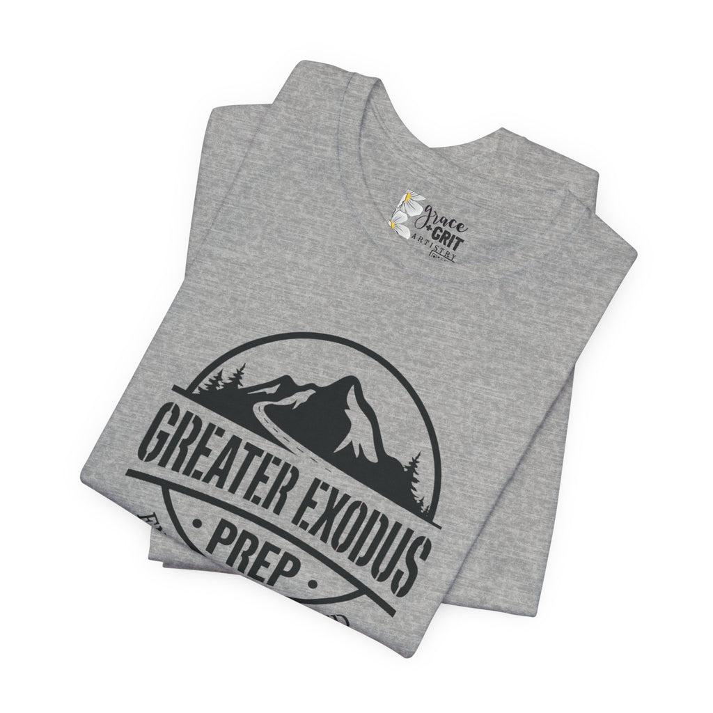 Greater Exodus Prep T-Shirt — Mountain Logo “Endure to the End” Adventure Tee
