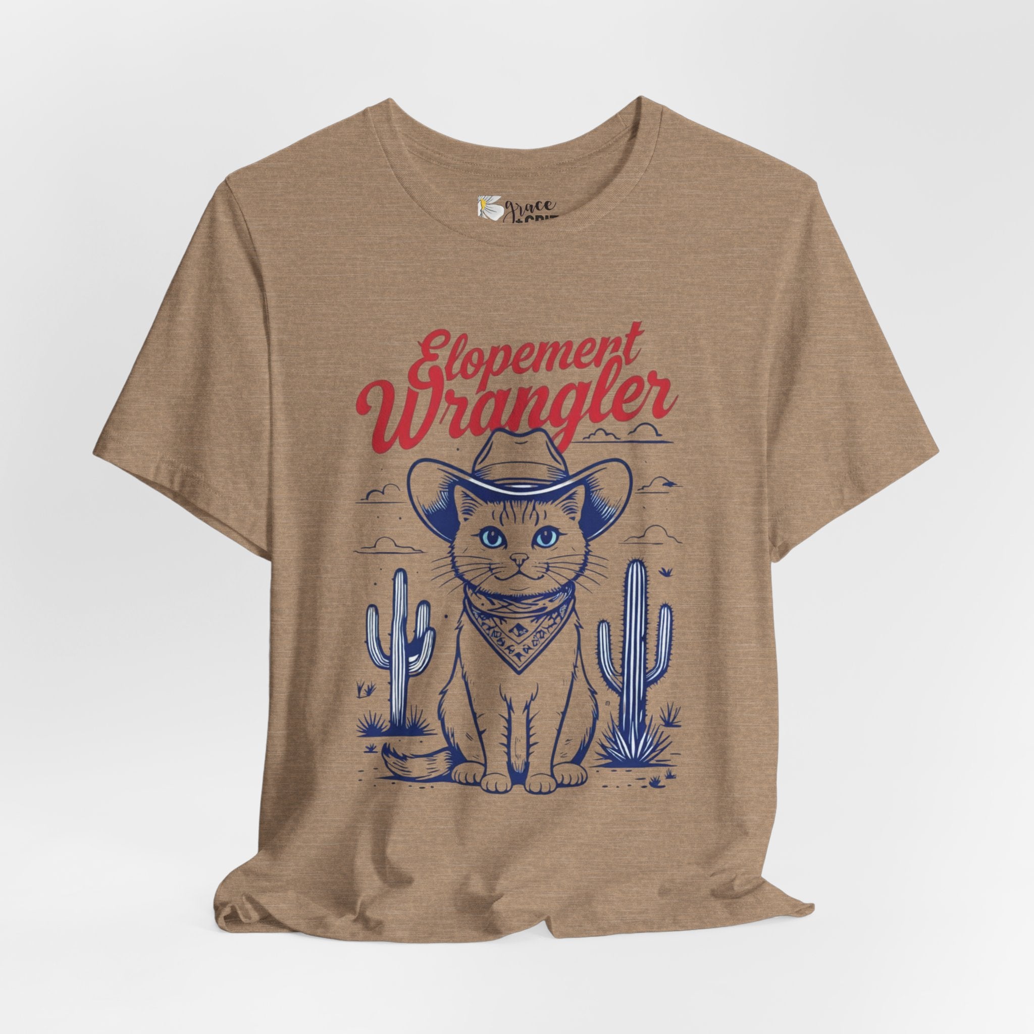 Elopement Wrangler Cat Tee | Cowboy Hat Cactus Desert Cat Illustration