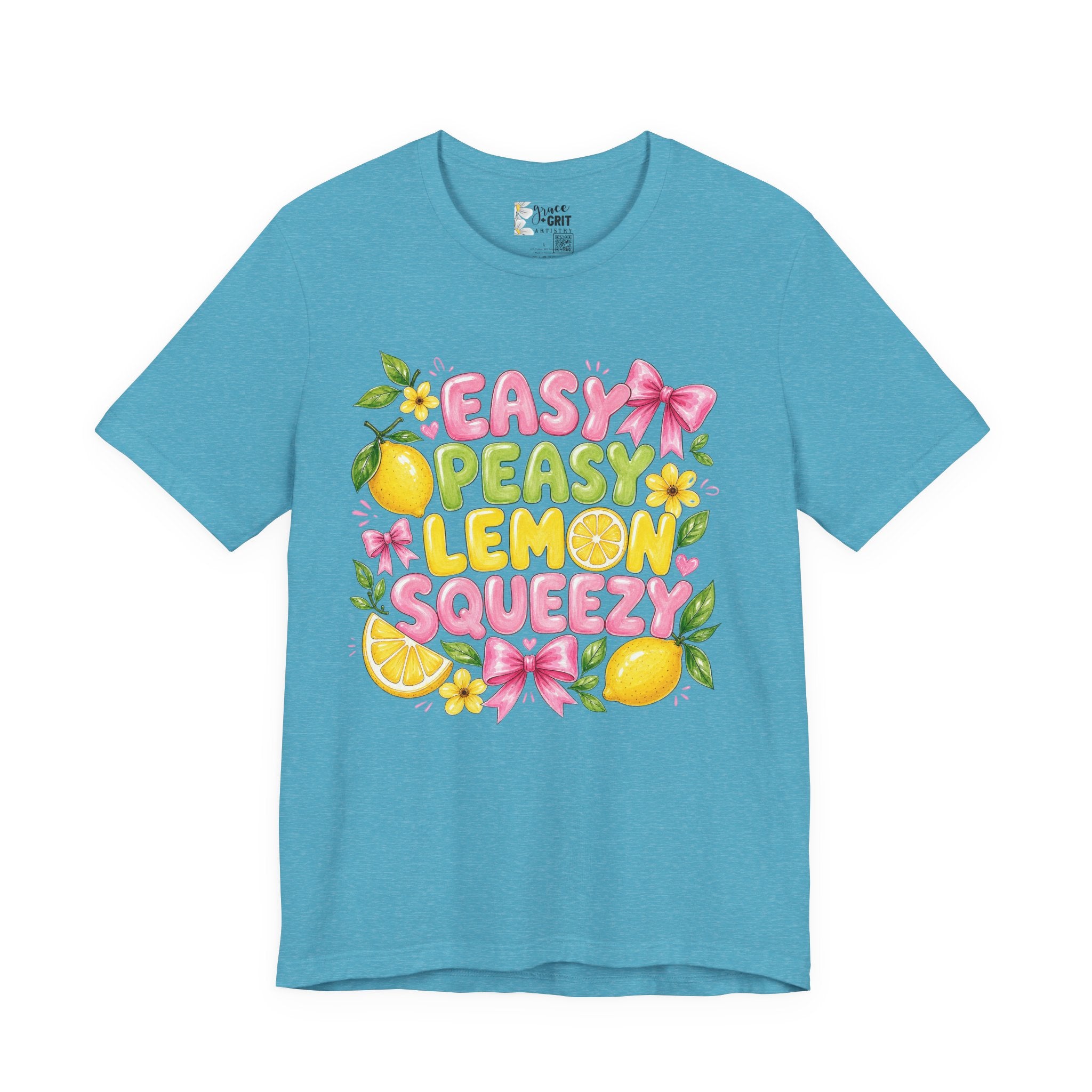 Easy Peasy Lemon Squeezy T-Shirt — Cute Citrus Floral Graphic Tee