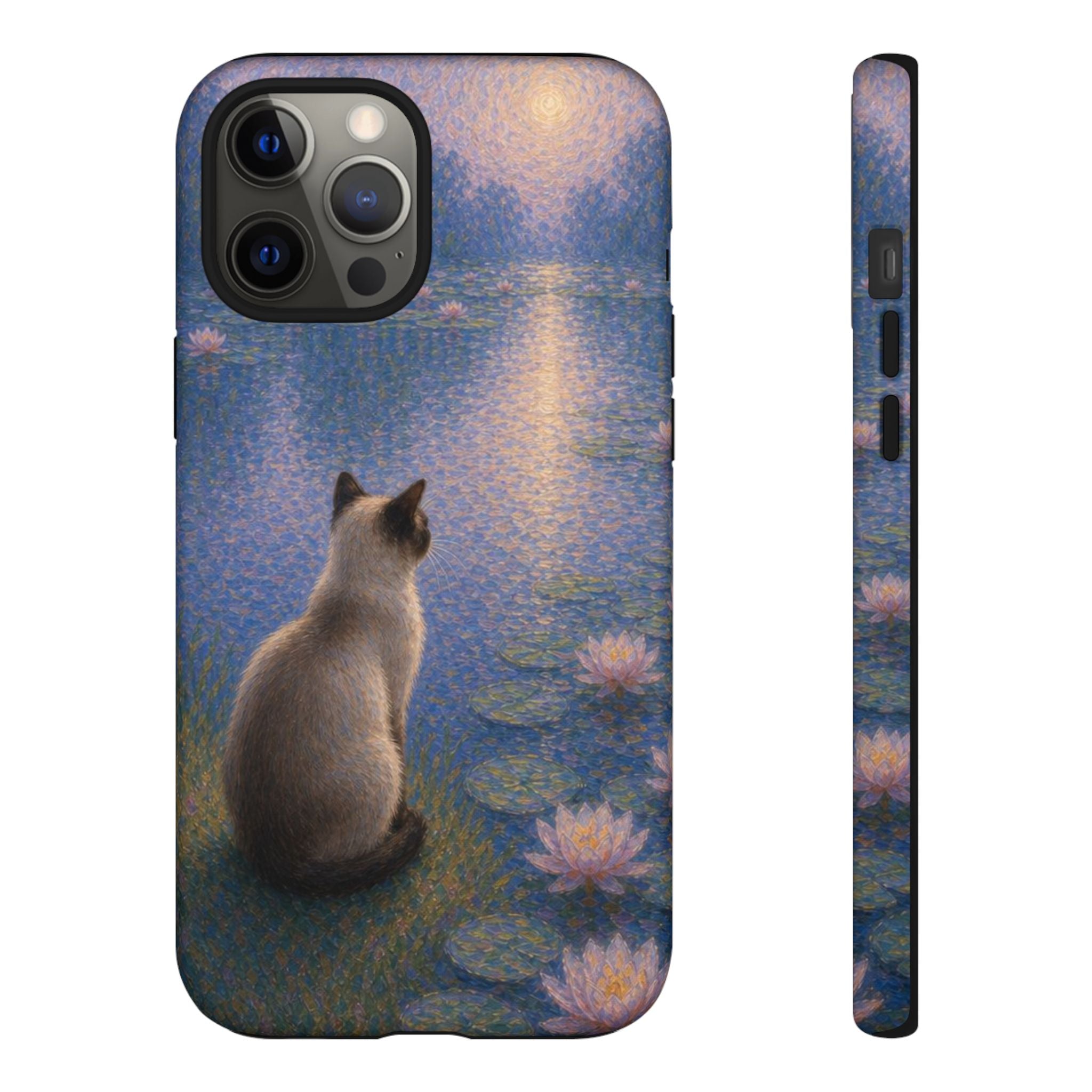 Cat Moonlight Phone Case — Serene Siamese by Lily Pond
