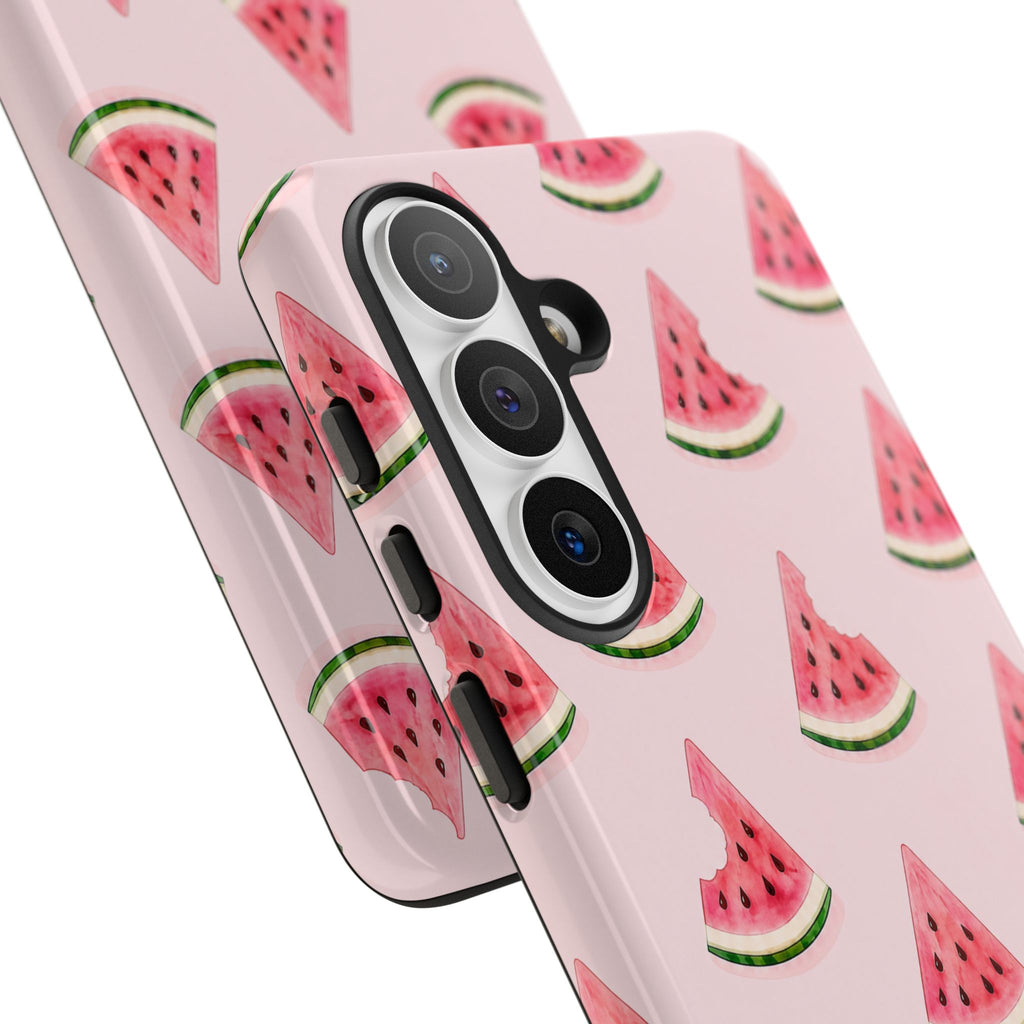 Watermelon Pattern Tough Phone Case — Pink Fruit Slice Protective Case