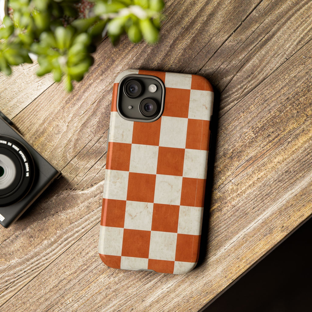 Vintage Orange Checkerboard Tough Phone Case