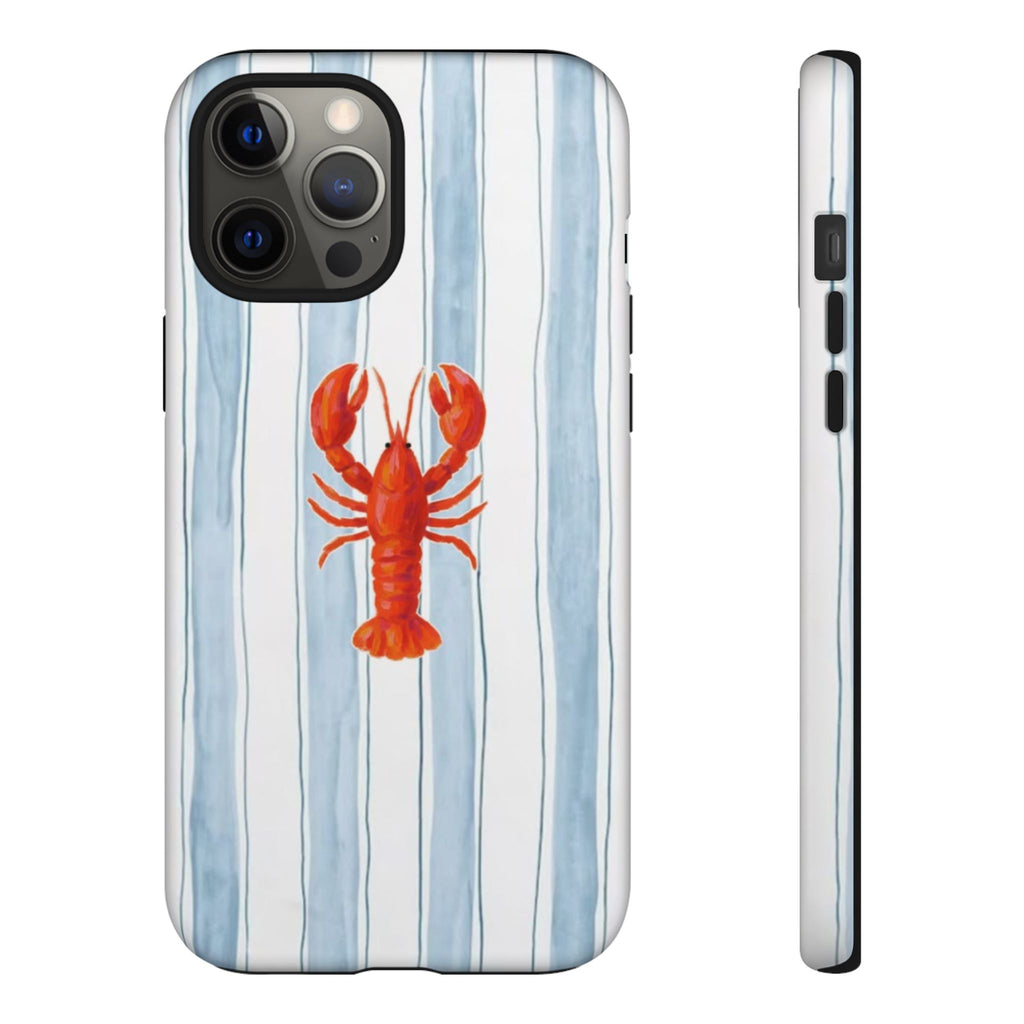 Lobster Stripe Phone Case — Nautical Blue & White Protective Cover