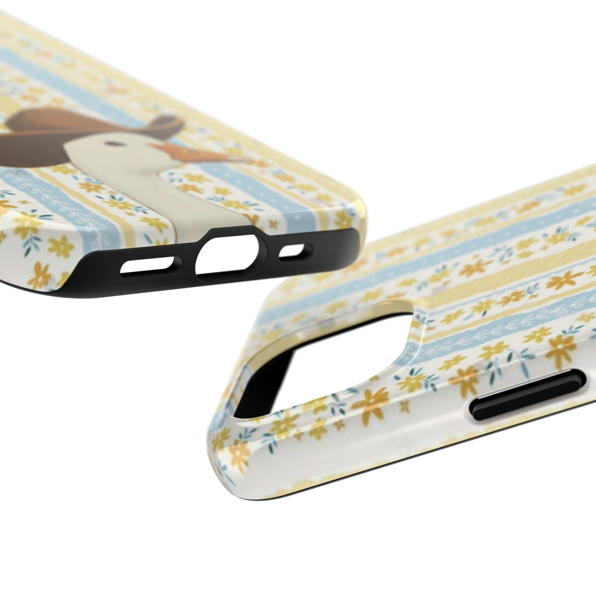 Cowboy Goose Tough Phone Case — Cute Farm Animal iPhone Case with Floral Stripes