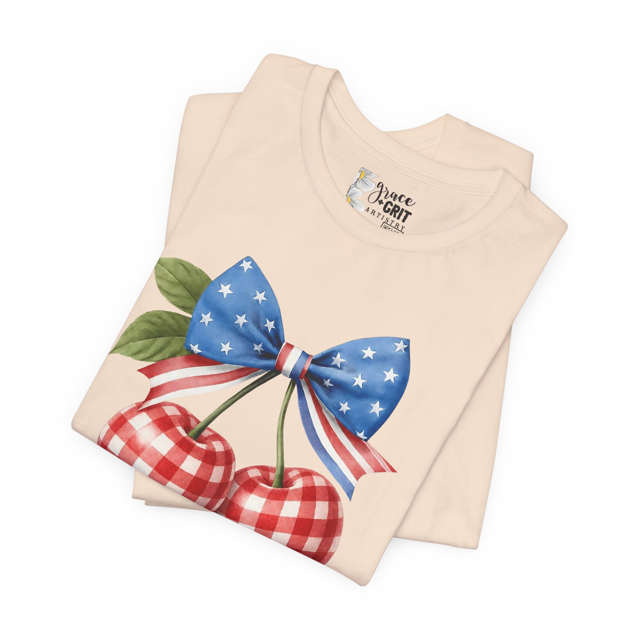 Independence Day Cherry Tee — Patriotic Bow 'Happy Independence Day' T-Shirt