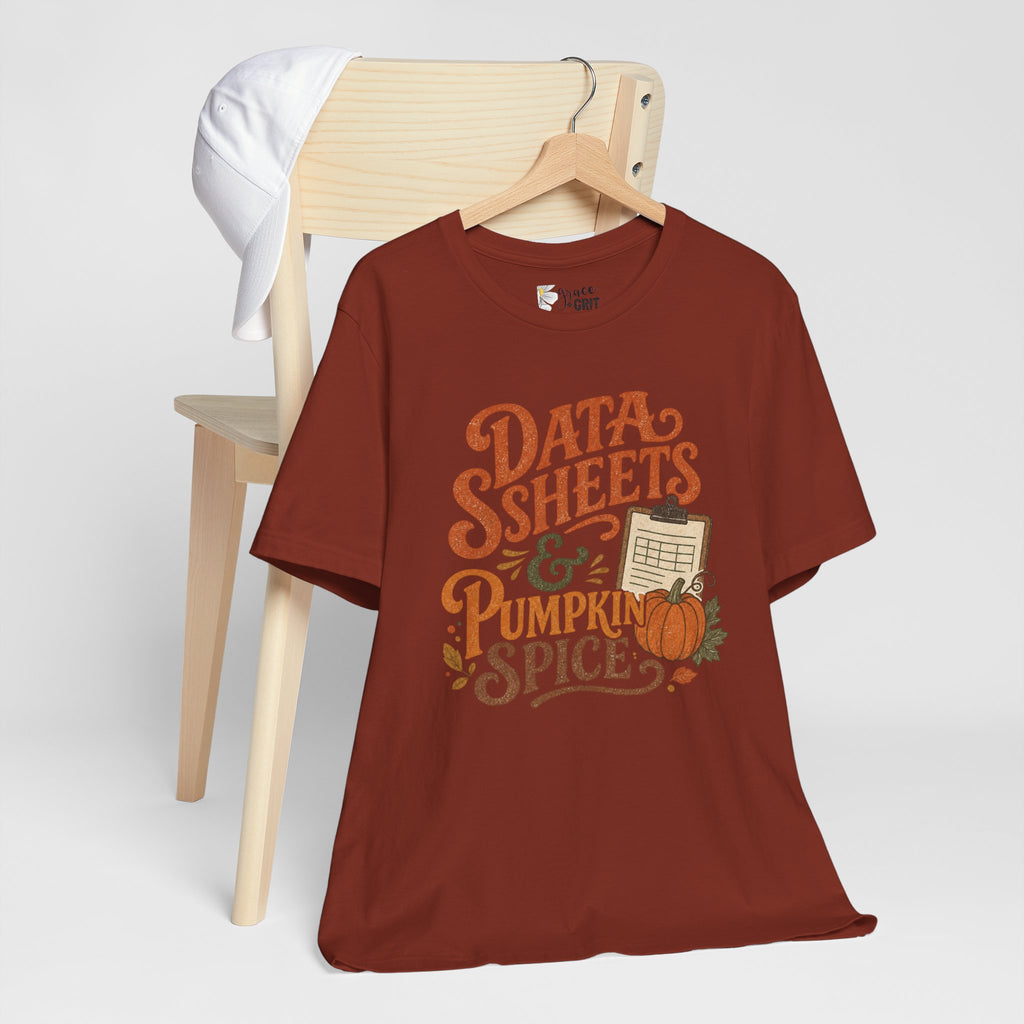 Tee — "Data Sheets & Pumpkin Spice" Fall Graphic Tee for Data Lovers