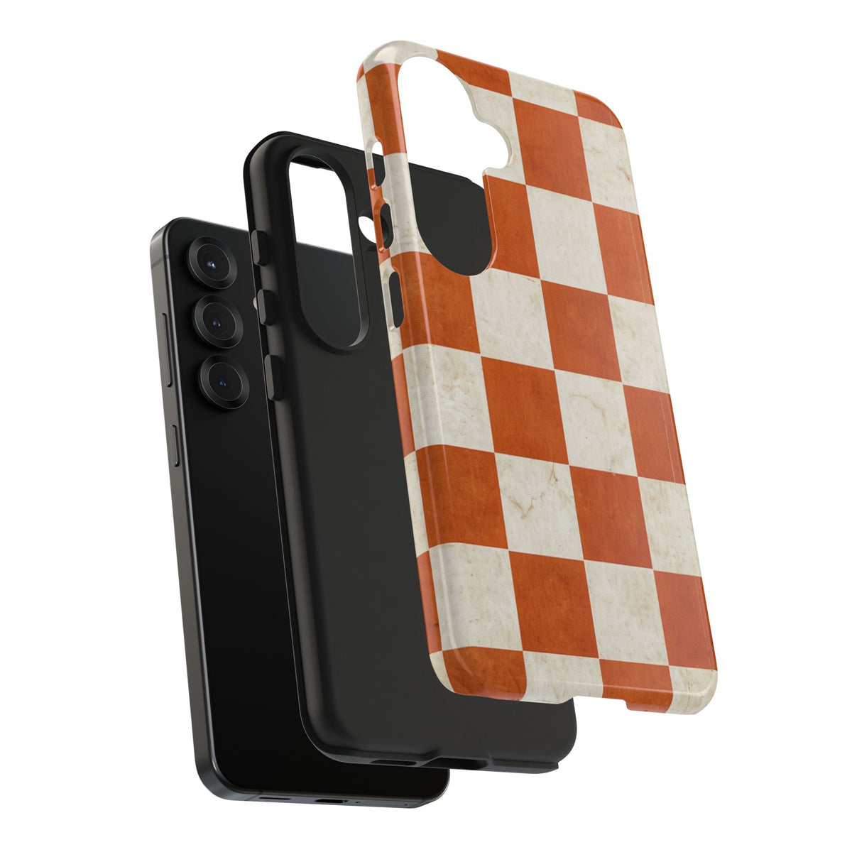 Orange and Cream Checkerboard Tough Phone Case