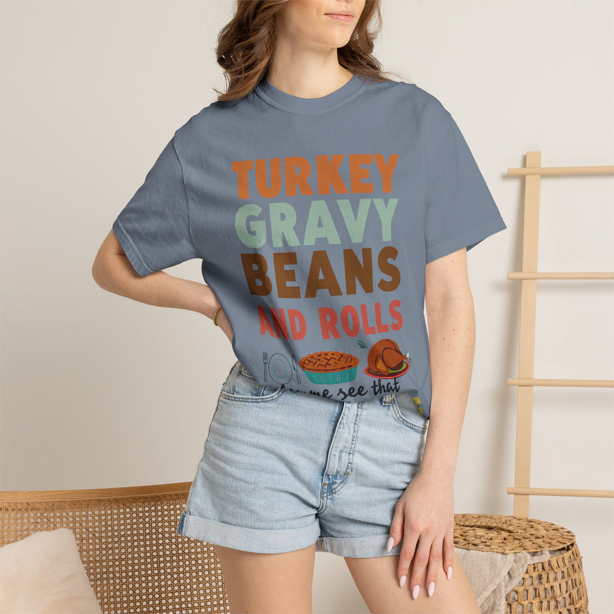 Turkey Gravy Beans and Rolls Casserole Thanksgiving T-Shirt