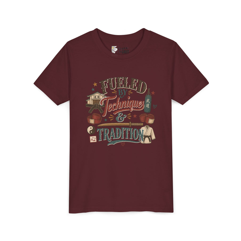 Fueled by Techniques & Tradition Youth Tee | Martial Arts Karate Graphic Shirt