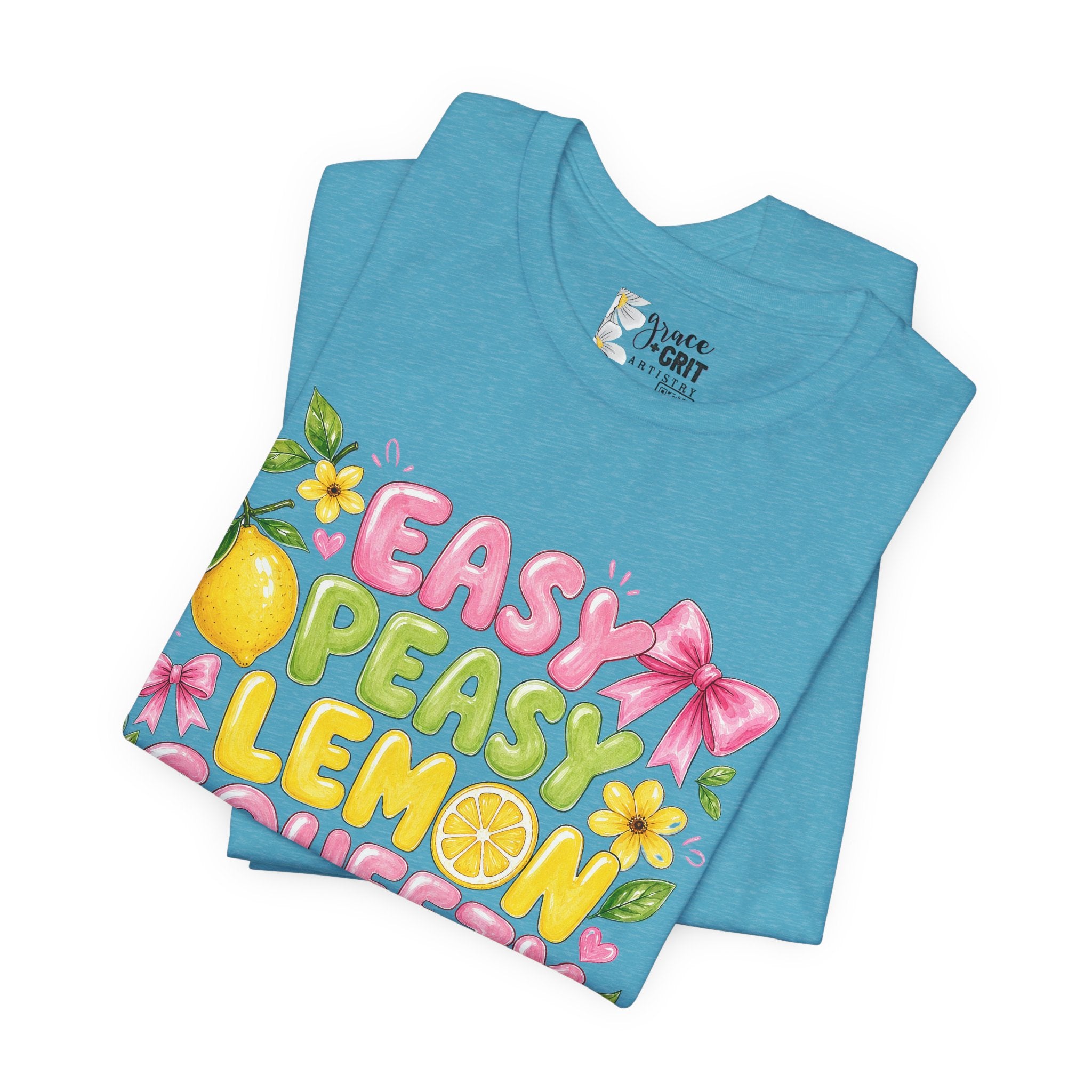 Easy Peasy Lemon Squeezy T-Shirt — Cute Citrus Floral Graphic Tee