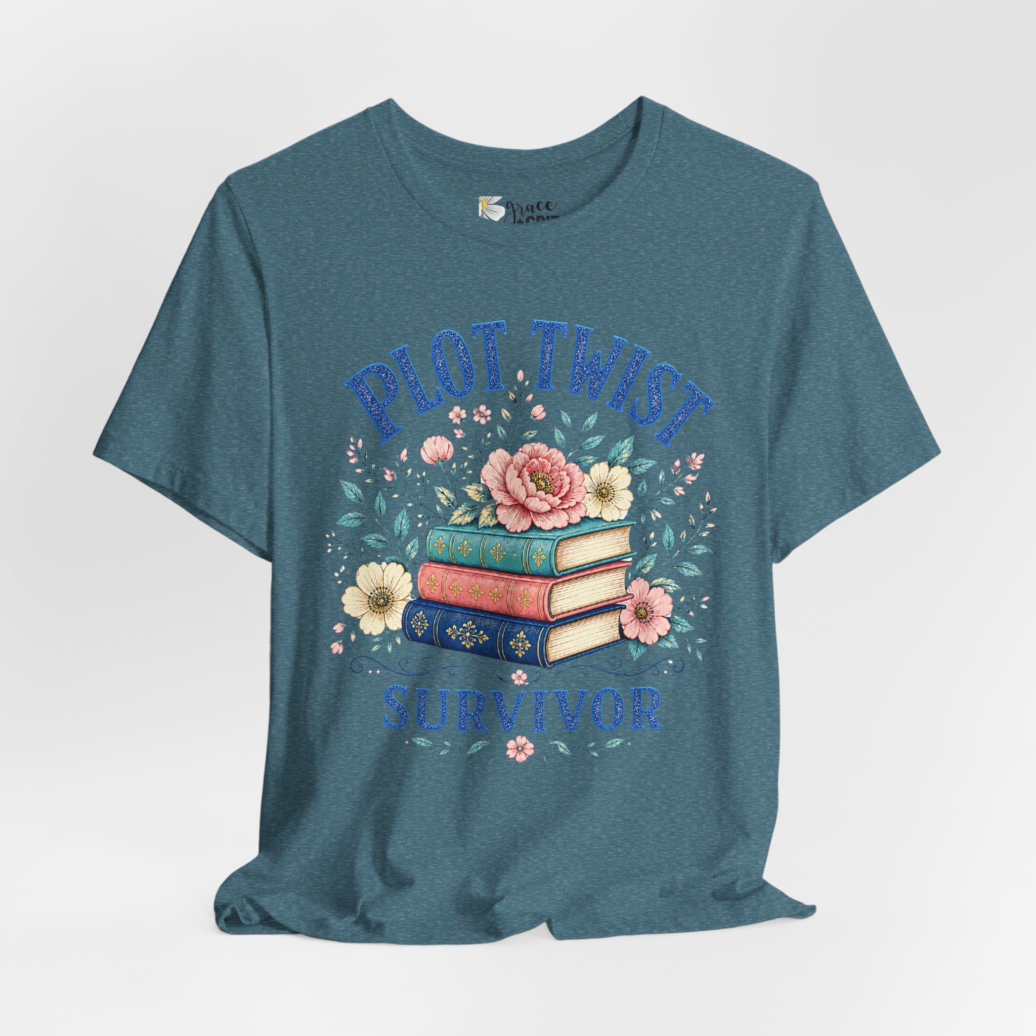 Plot Twist Survivor Tee — Floral Books Graphic T-Shirt for Book Lovers