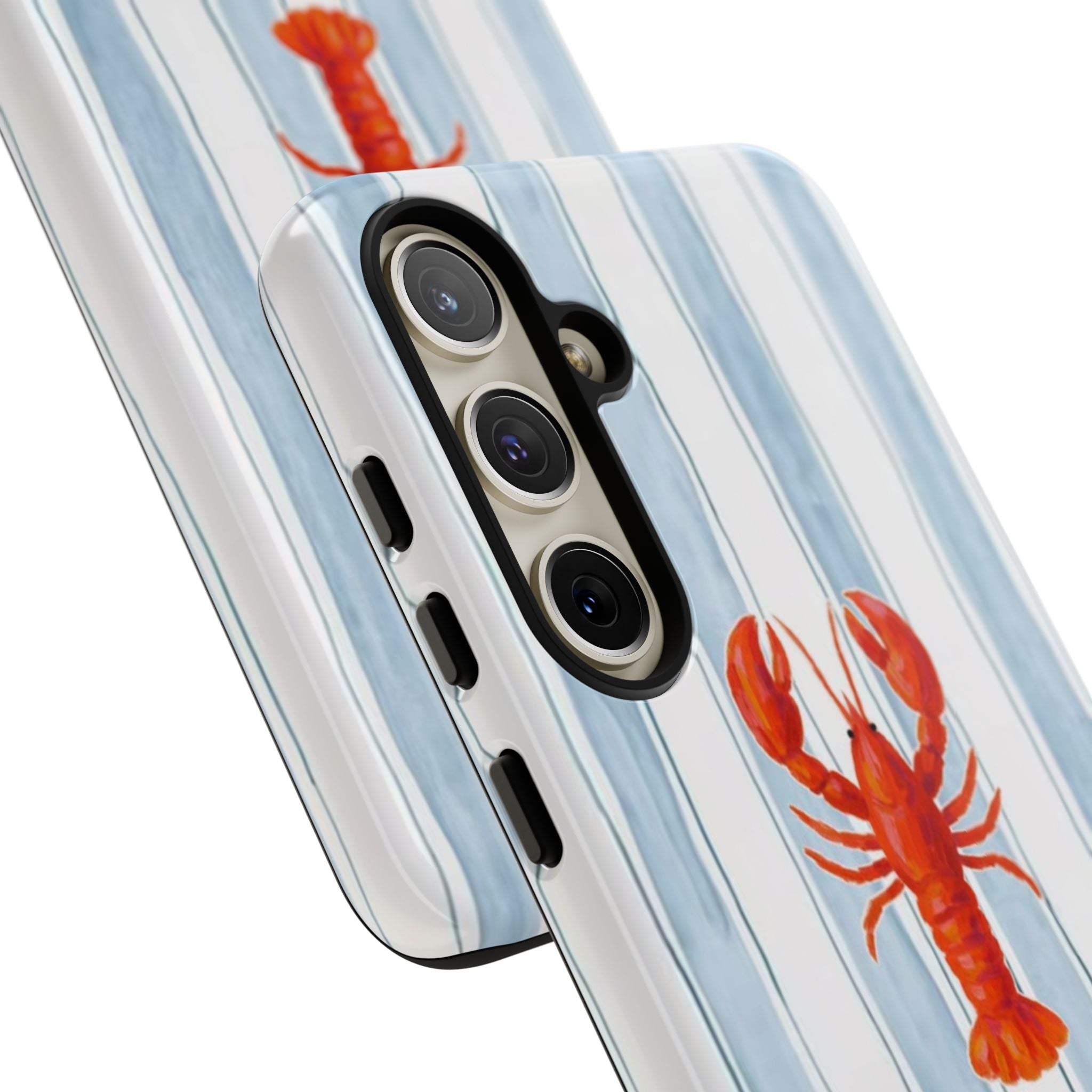 Lobster Stripe Phone Case — Nautical Blue & White Protective Cover