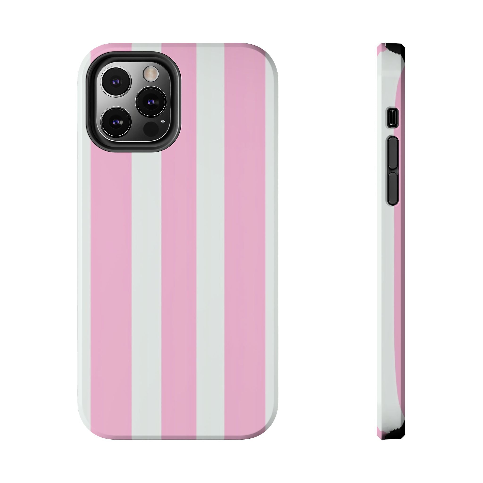 Pink & White Stripe Tough Phone Case — Protective Stripe iPhone Cover