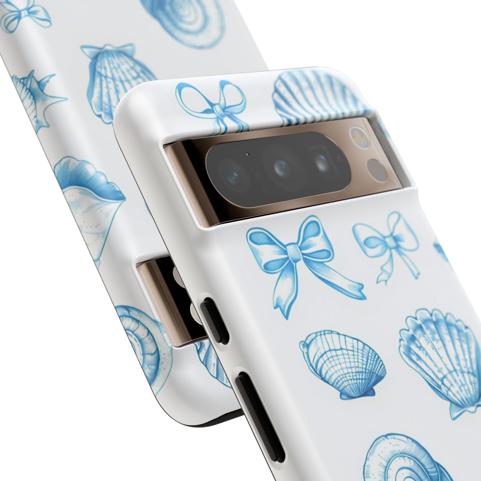 Seaside Shells Phone Case — Blue Nautical Shell & Starfish Pattern