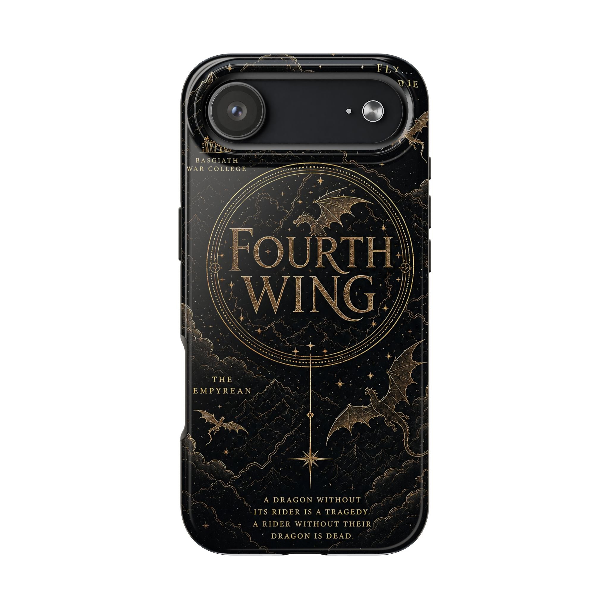 Fourth Wing Tough Phone Case — Dark Fantasy Dragon Design, 'Fly or Die' Quote