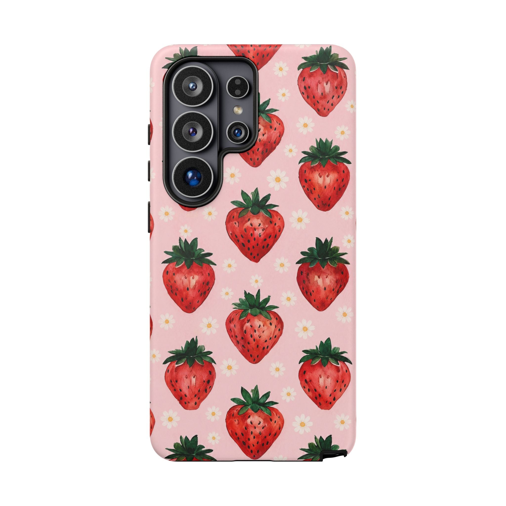 Strawberry Pattern Tough Case — Cute Pink Fruit Phone Case