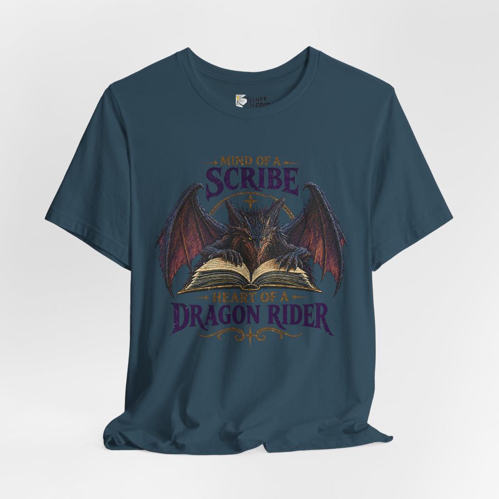 Scribe Dragon Rider T-Shirt — "Mind of a Scribe, Heart of a Dragon Rider" Fantasy Tee