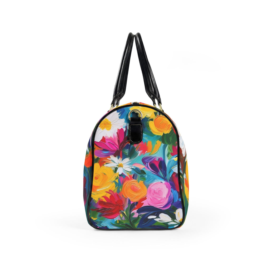 Colorful Floral Faux Leather Travel Bag