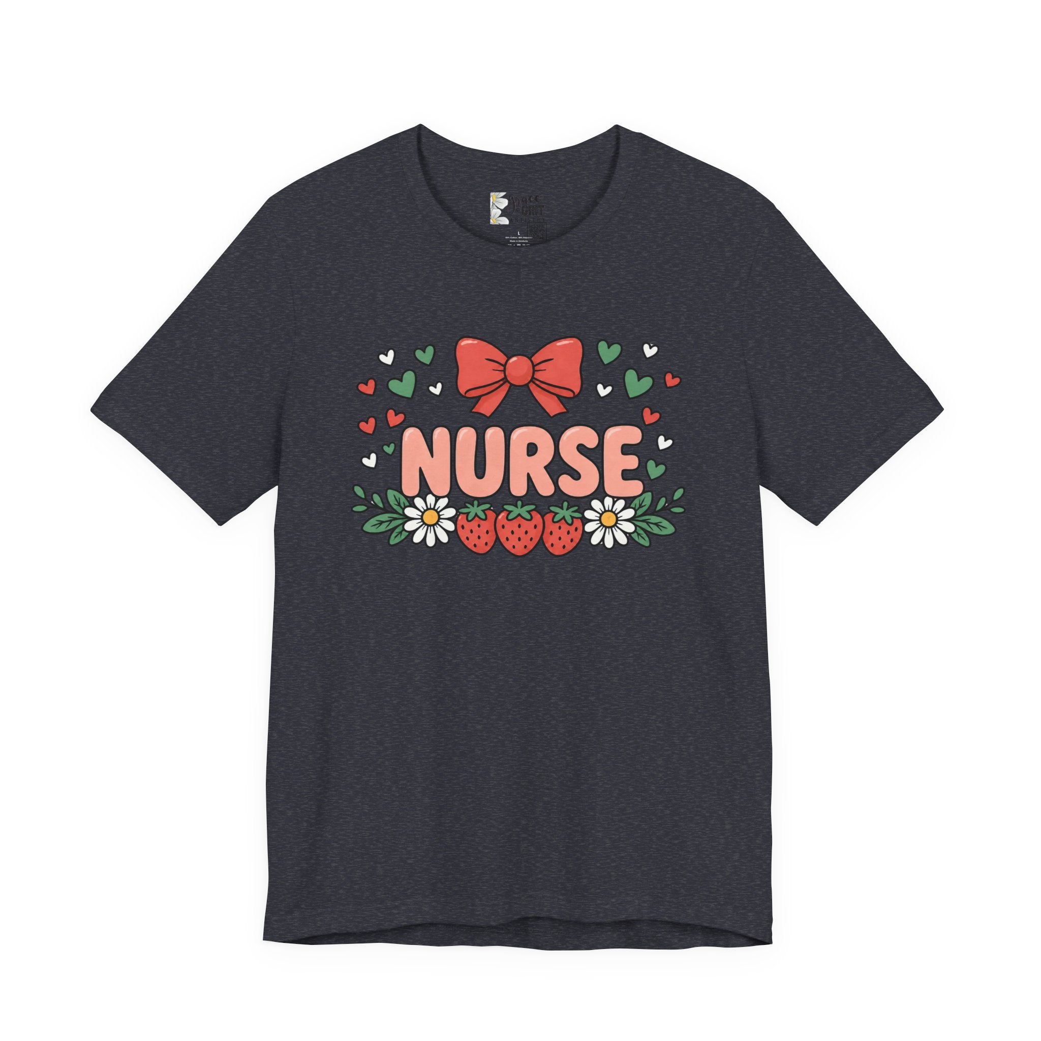 Nurse Floral Tee — Cute Strawberry & Bow Nurse T-Shirt