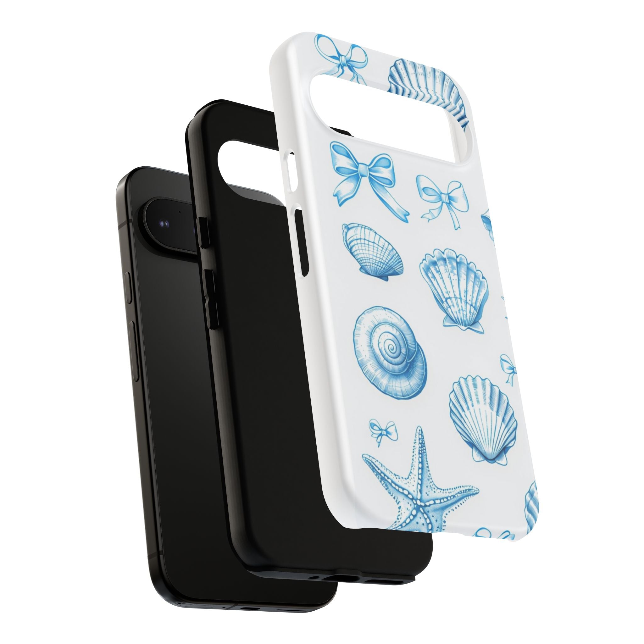 Seaside Shells Phone Case — Blue Nautical Shell & Starfish Pattern