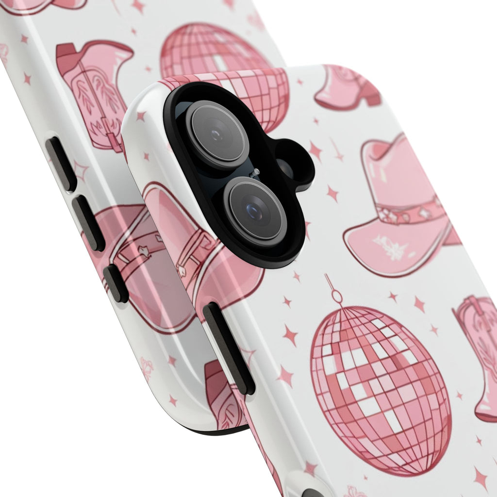 Pink Cowboy Boots & Disco Balls Tough Phone Case