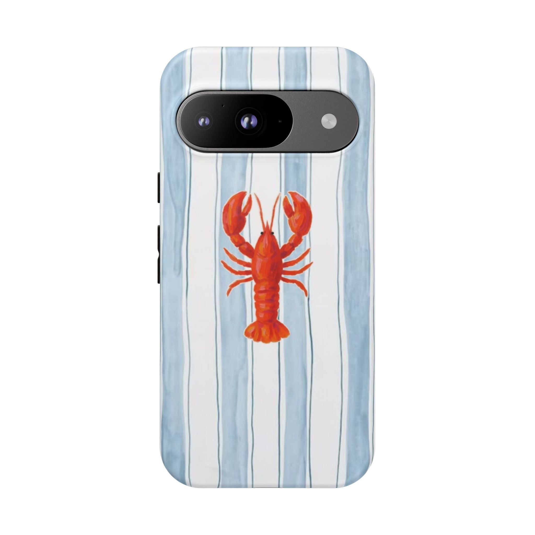 Lobster Stripe Phone Case — Nautical Blue & White Protective Cover