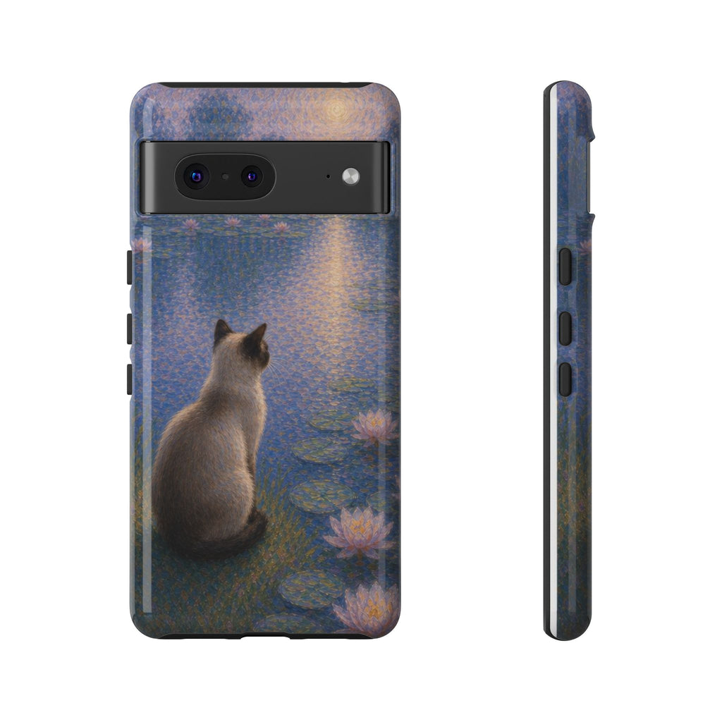 Cat Moonlight Phone Case — Serene Siamese by Lily Pond