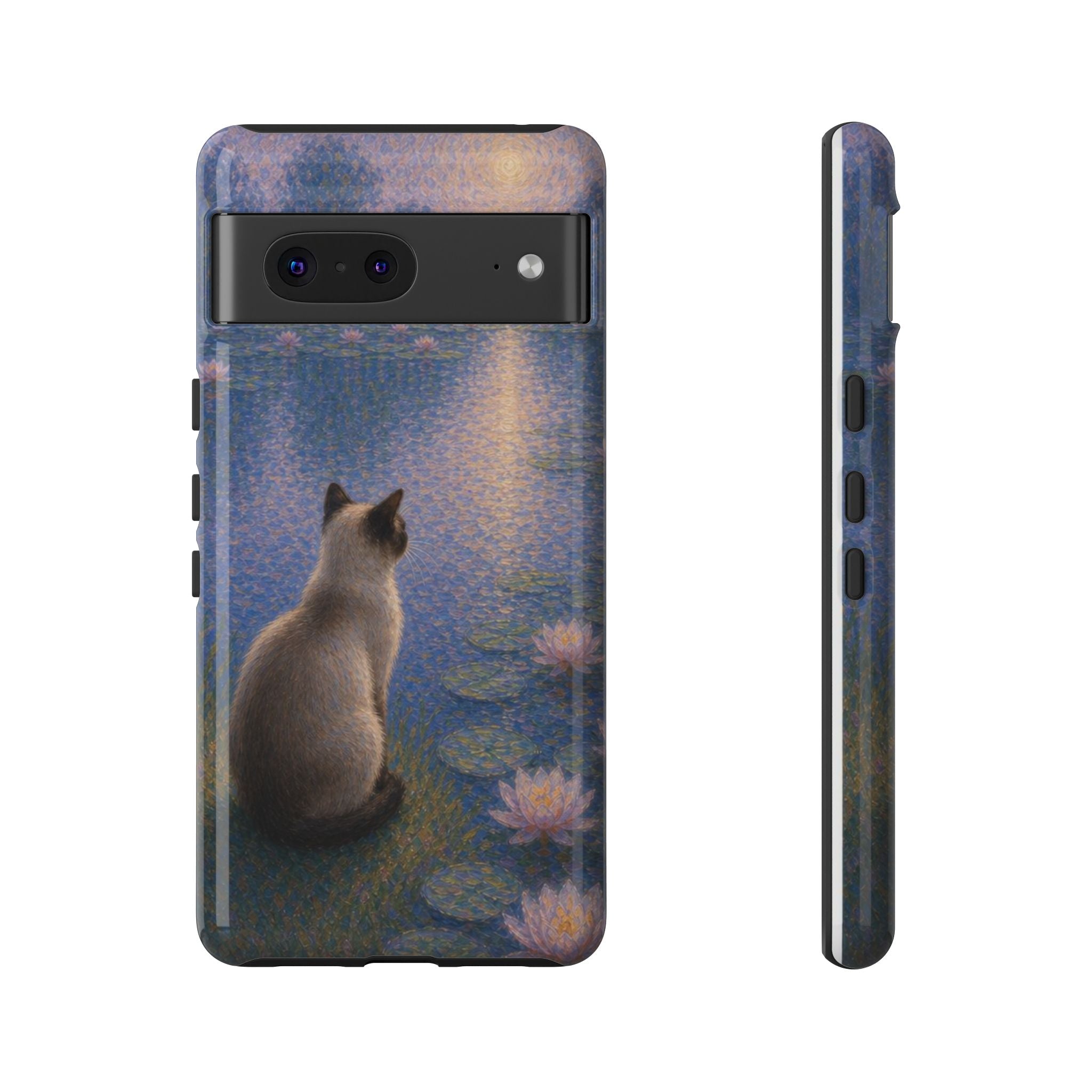 Cat Moonlight Phone Case — Serene Siamese by Lily Pond