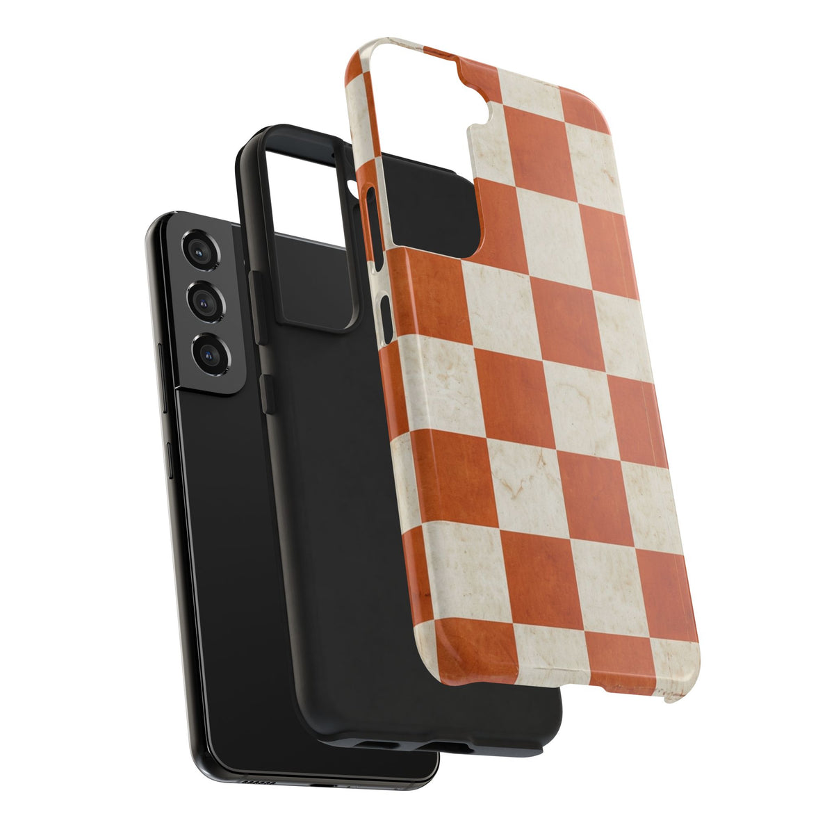 Orange and Cream Checkerboard Tough Phone Case