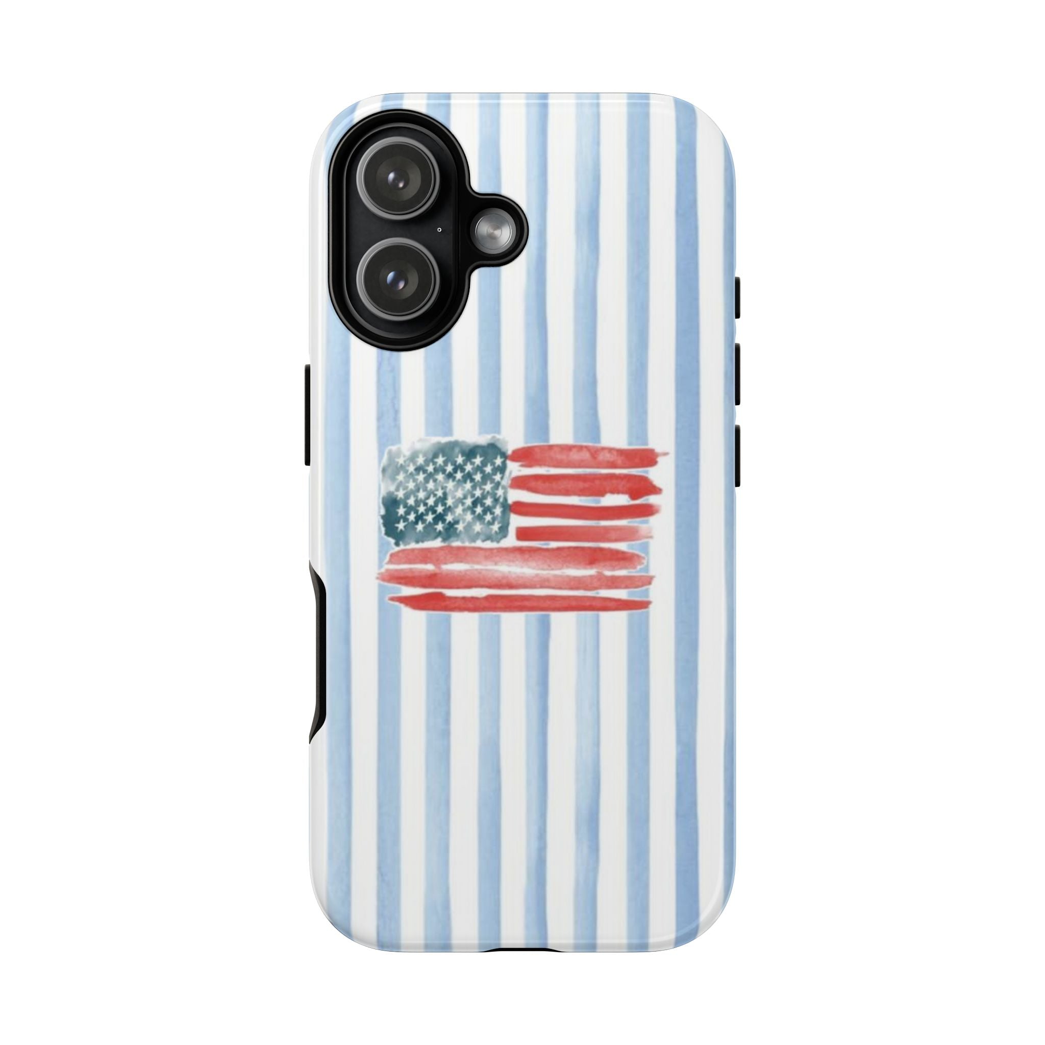 American Flag Watercolor Phone Case - Blue Stripe Tough Case