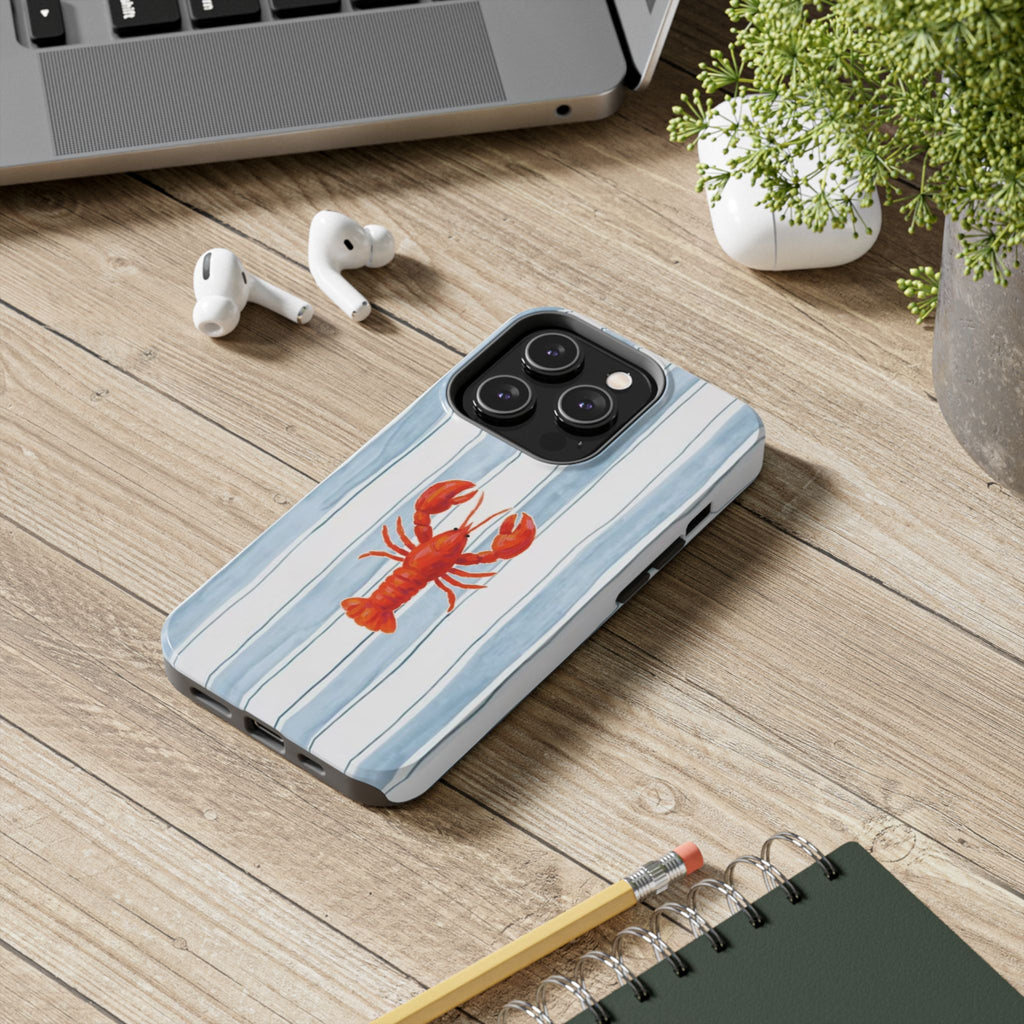 Lobster Stripe Tough Phone Case — Coastal Nautical Protective Cover