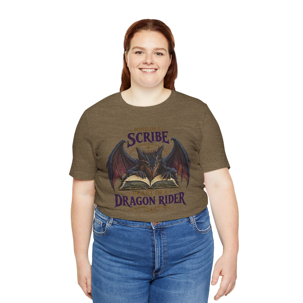 Scribe Dragon Rider T-Shirt — "Mind of a Scribe, Heart of a Dragon Rider" Fantasy Tee
