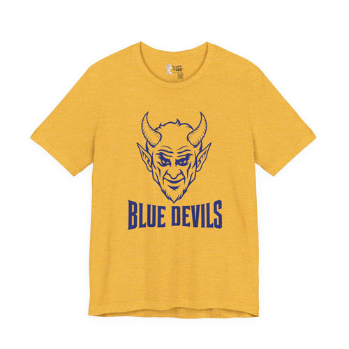Blue Devils Vintage Devil Tee — Retro Mascot Short Sleeve Shirt
